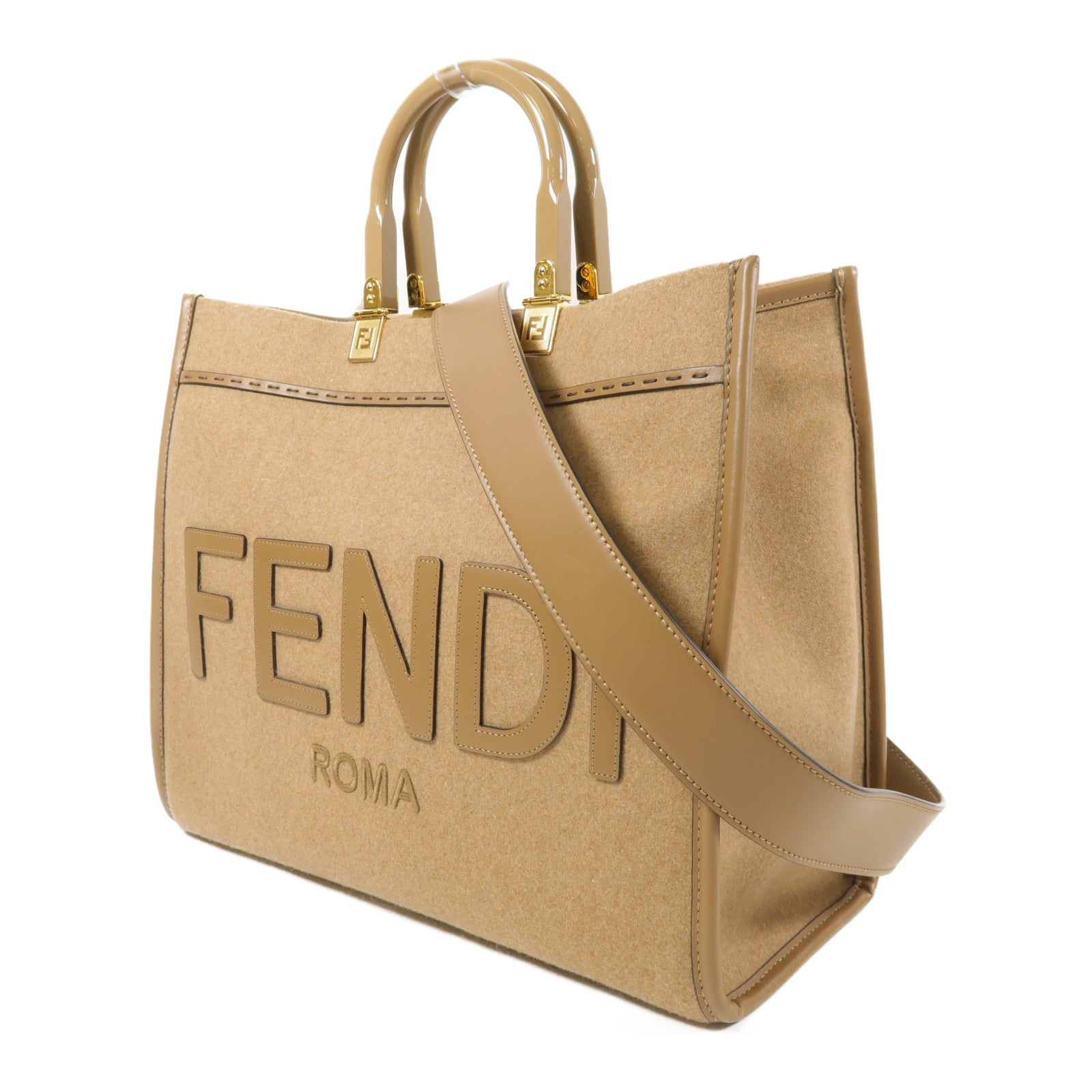 FENDI 【激減優惠】羊毛/牛皮皮革Sunshine金扣手挽肩背兩用袋