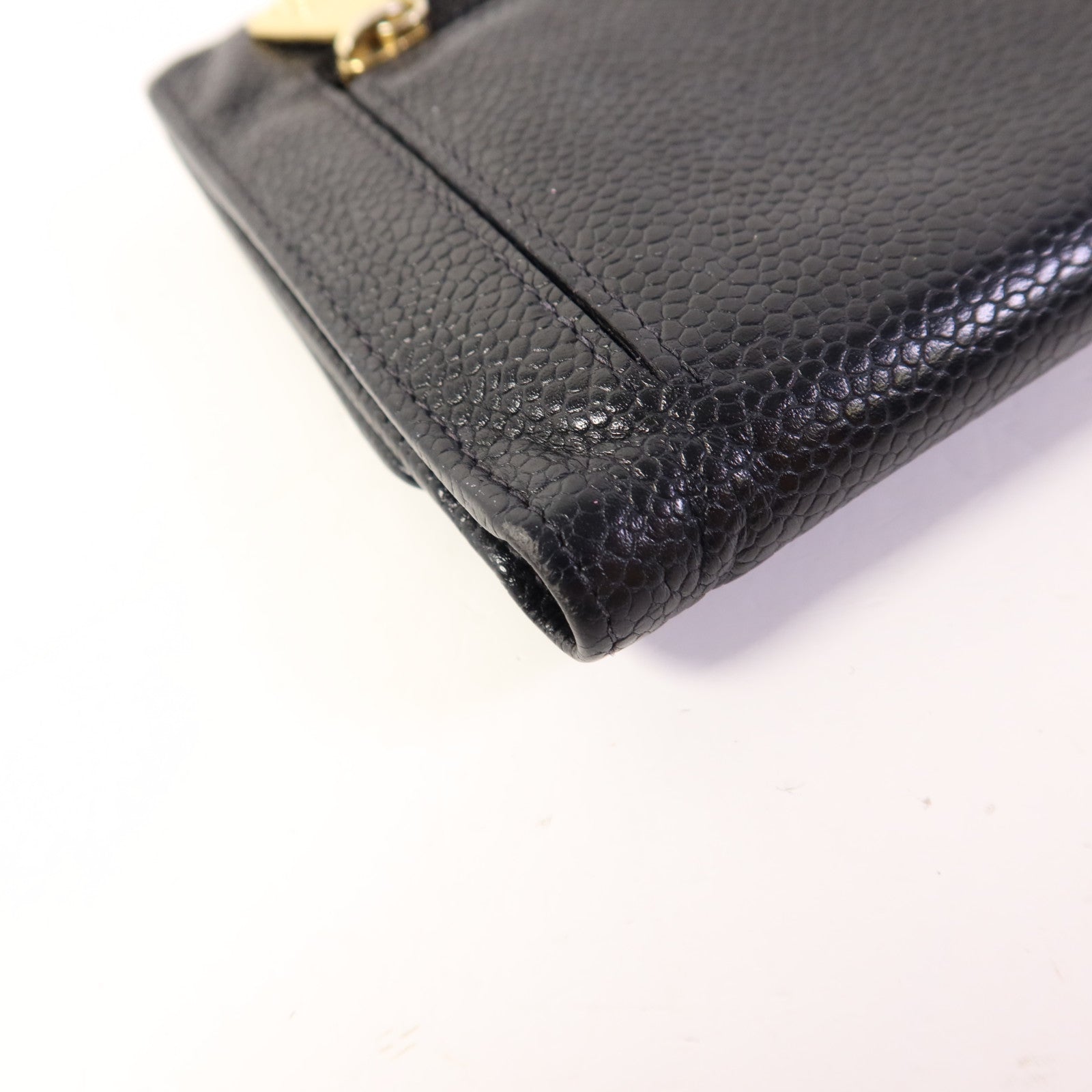 CHANEL 牛皮皮革Trifold Wallet金扣錢包