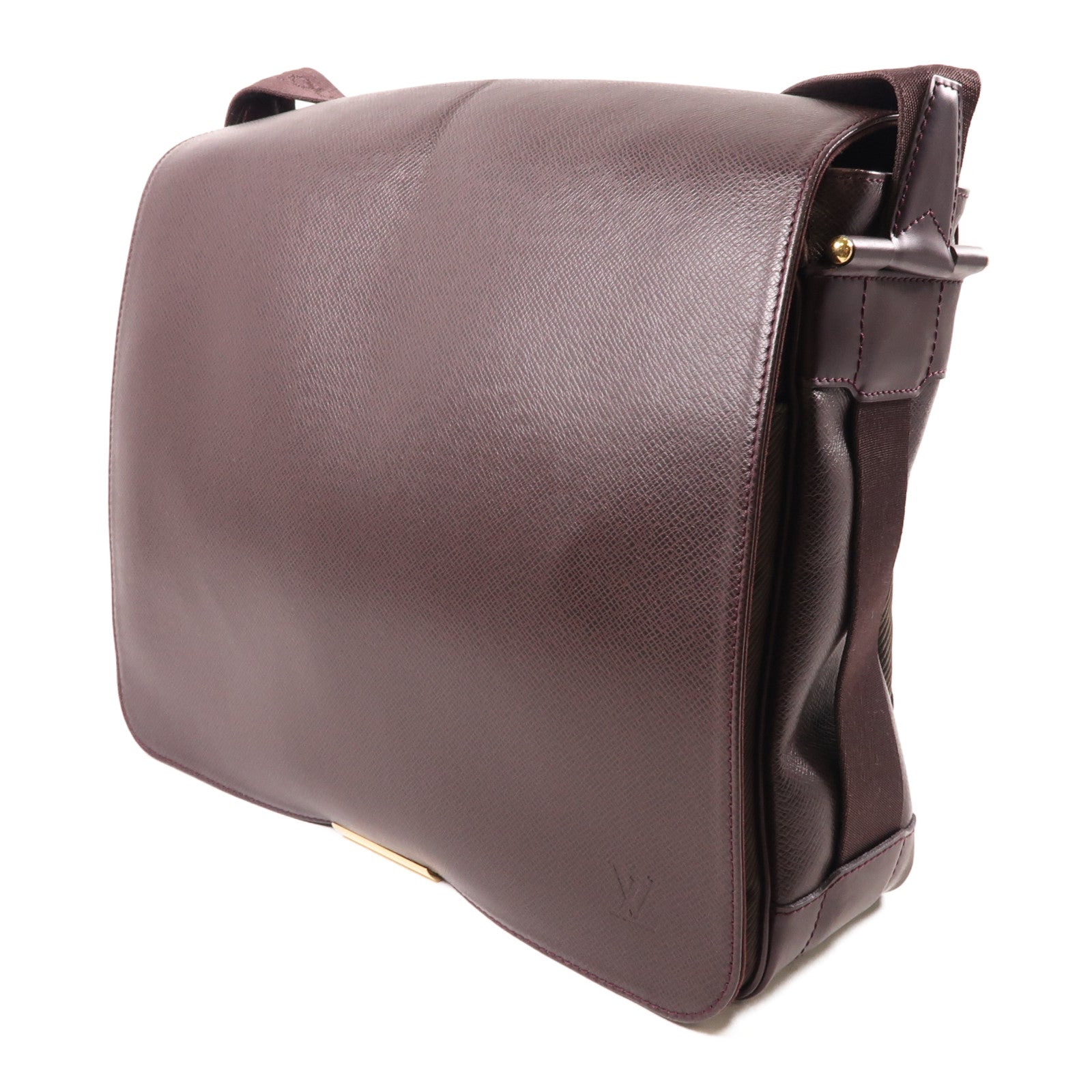 LOUIS VUITTON Taiga Viktor金扣肩背袋棕色