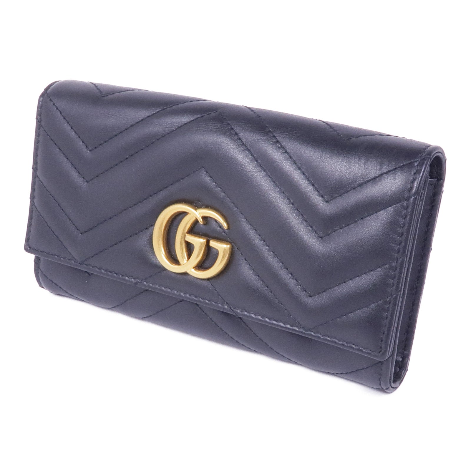 GUCCI 牛皮皮革GG Marmont Long Wallet金扣錢包