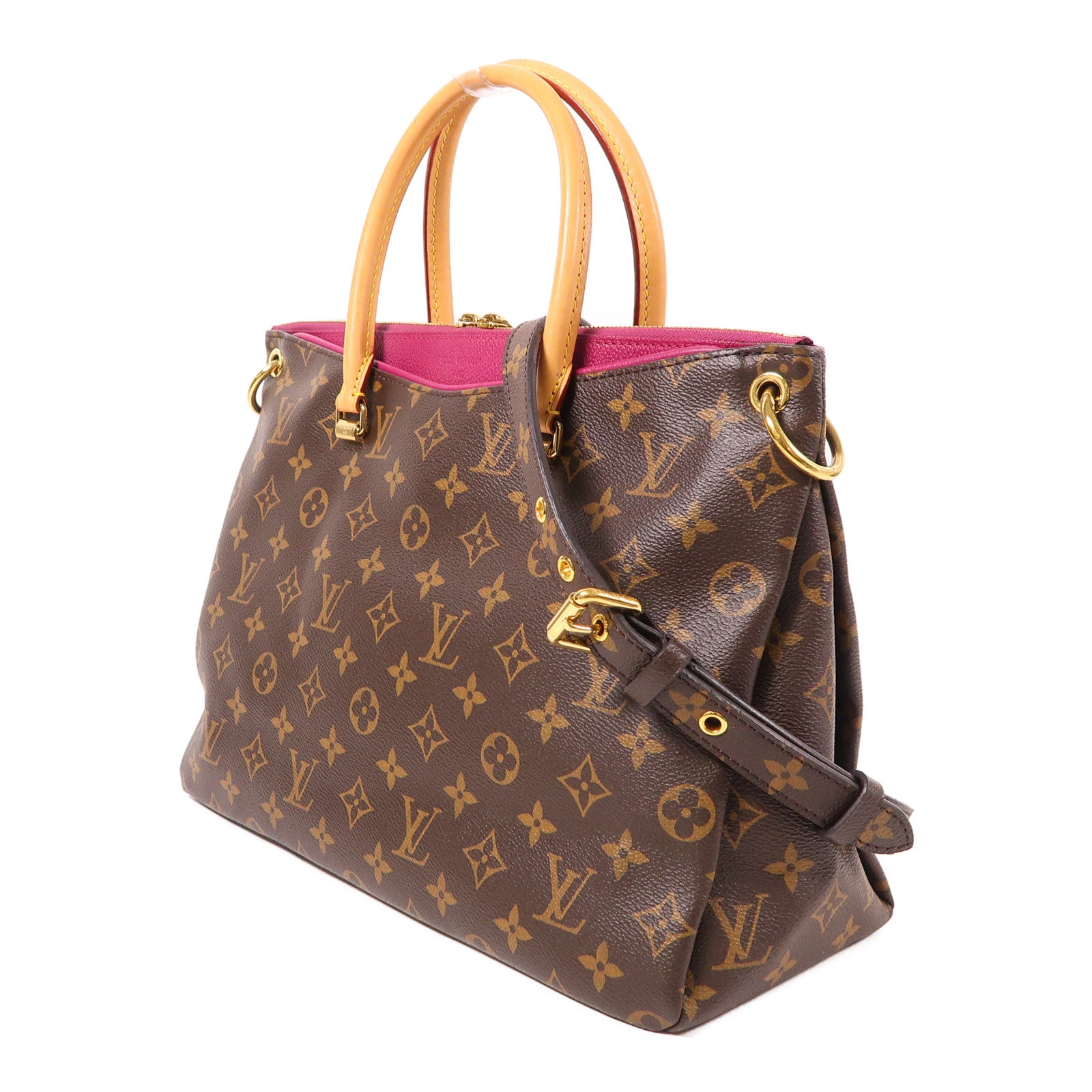 LOUIS VUITTON Monogram Pallas金扣手挽肩背兩用袋棕色