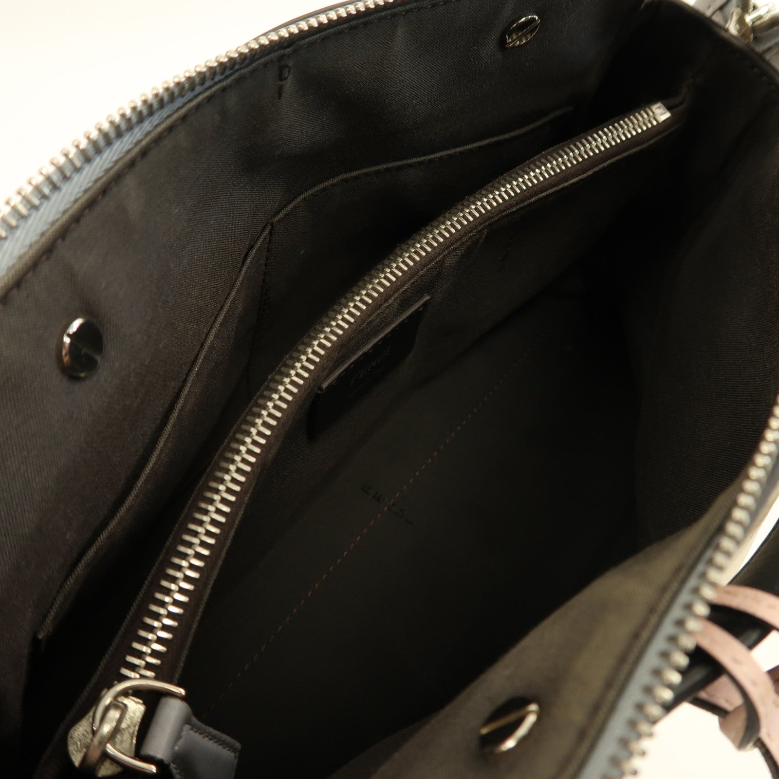 FENDI 牛皮皮革By the Way銀扣手挽肩背兩用袋米色