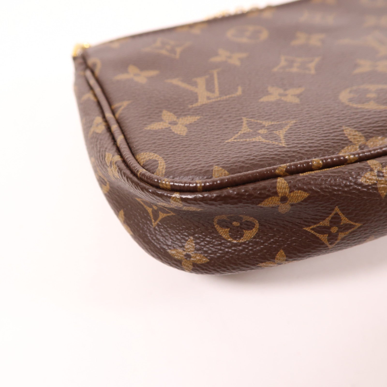 LOUIS VUITTON Monogram Multi Pochette Accessoires金扣肩背袋棕色