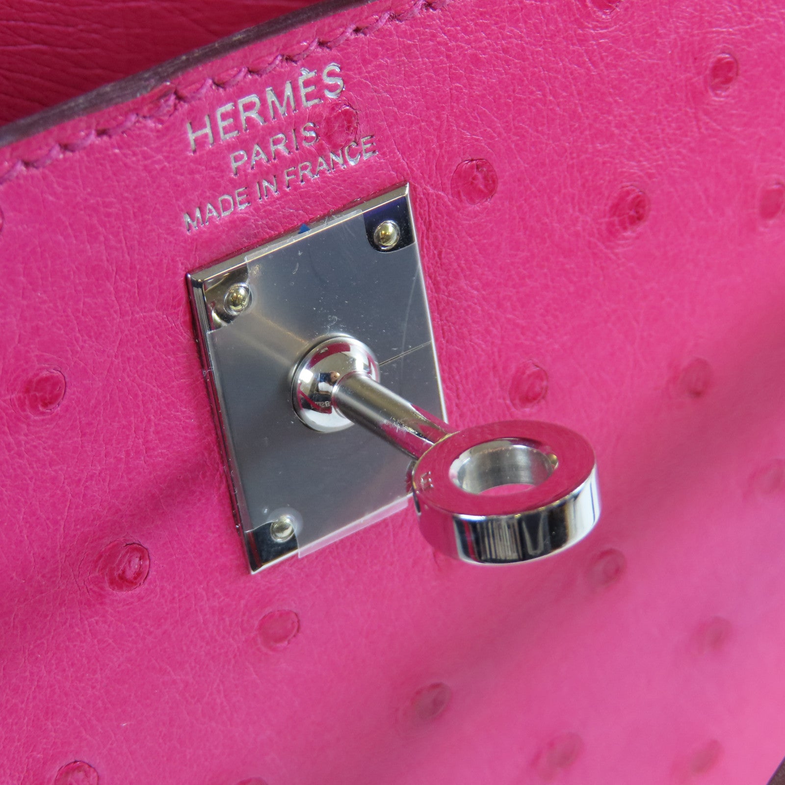 HERMES 【激減優惠】鴕鳥皮革Kelly 25銀扣手挽肩背兩用袋Rose Tyrien糖果粉色