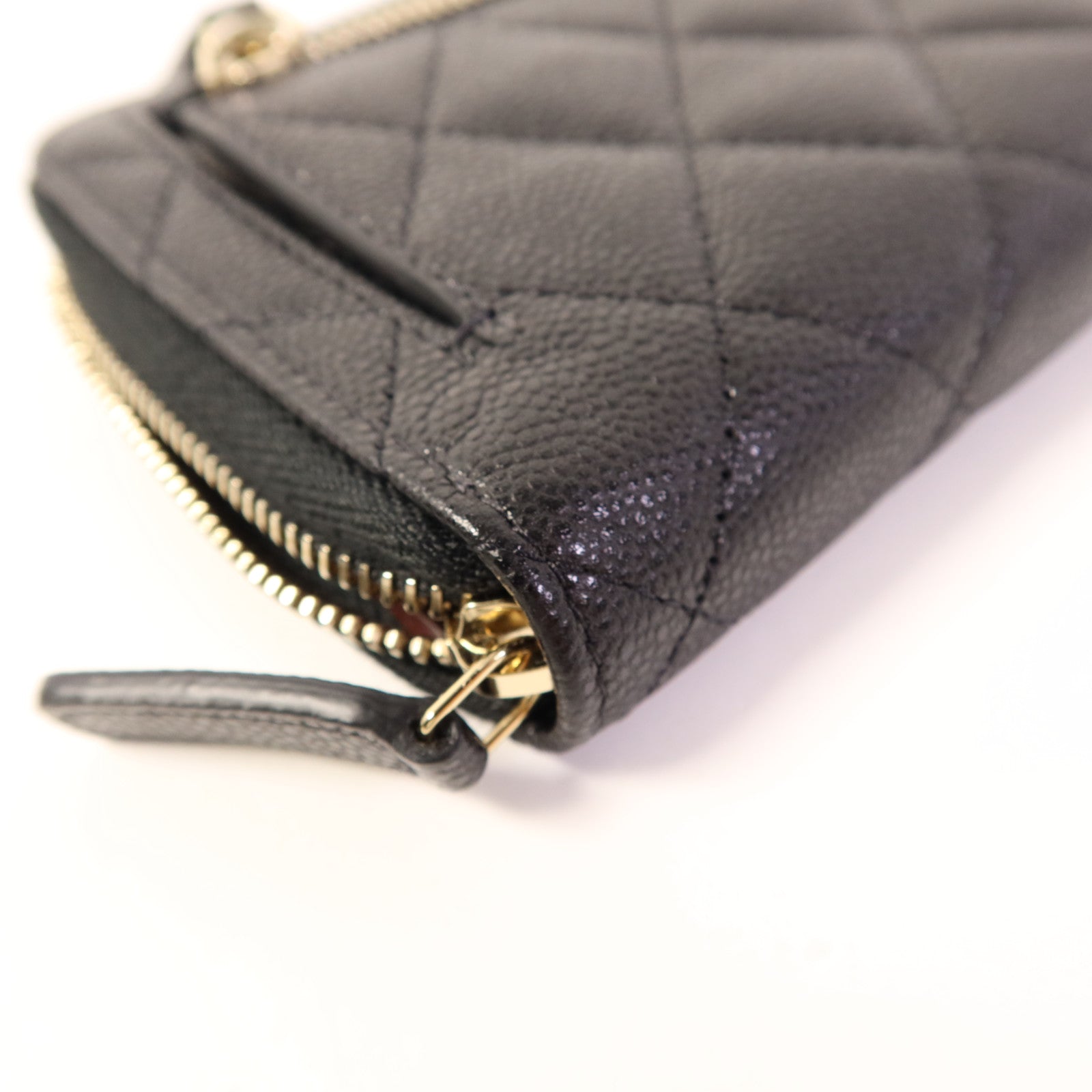 CHANEL 牛皮皮革Round Wallet金扣錢包