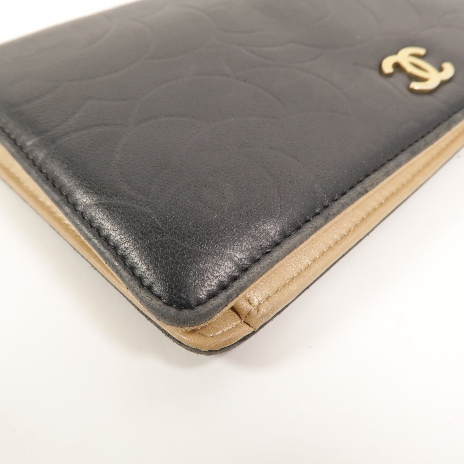CHANEL 【激減優惠】羊皮皮革Camellia Embossed Long Wallet長錢包