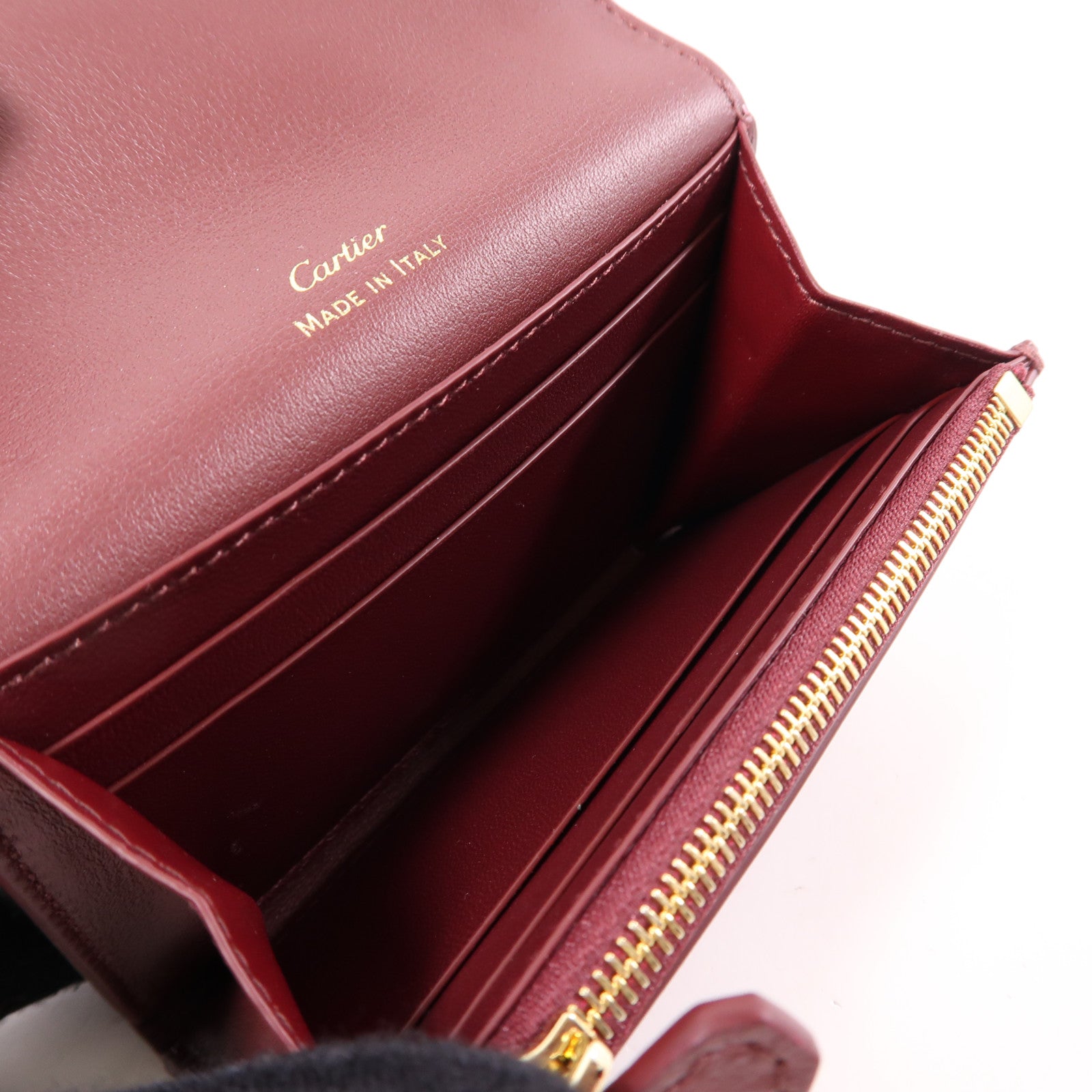 CARTIER 牛皮皮革Card Case金扣卡片套酒紅色