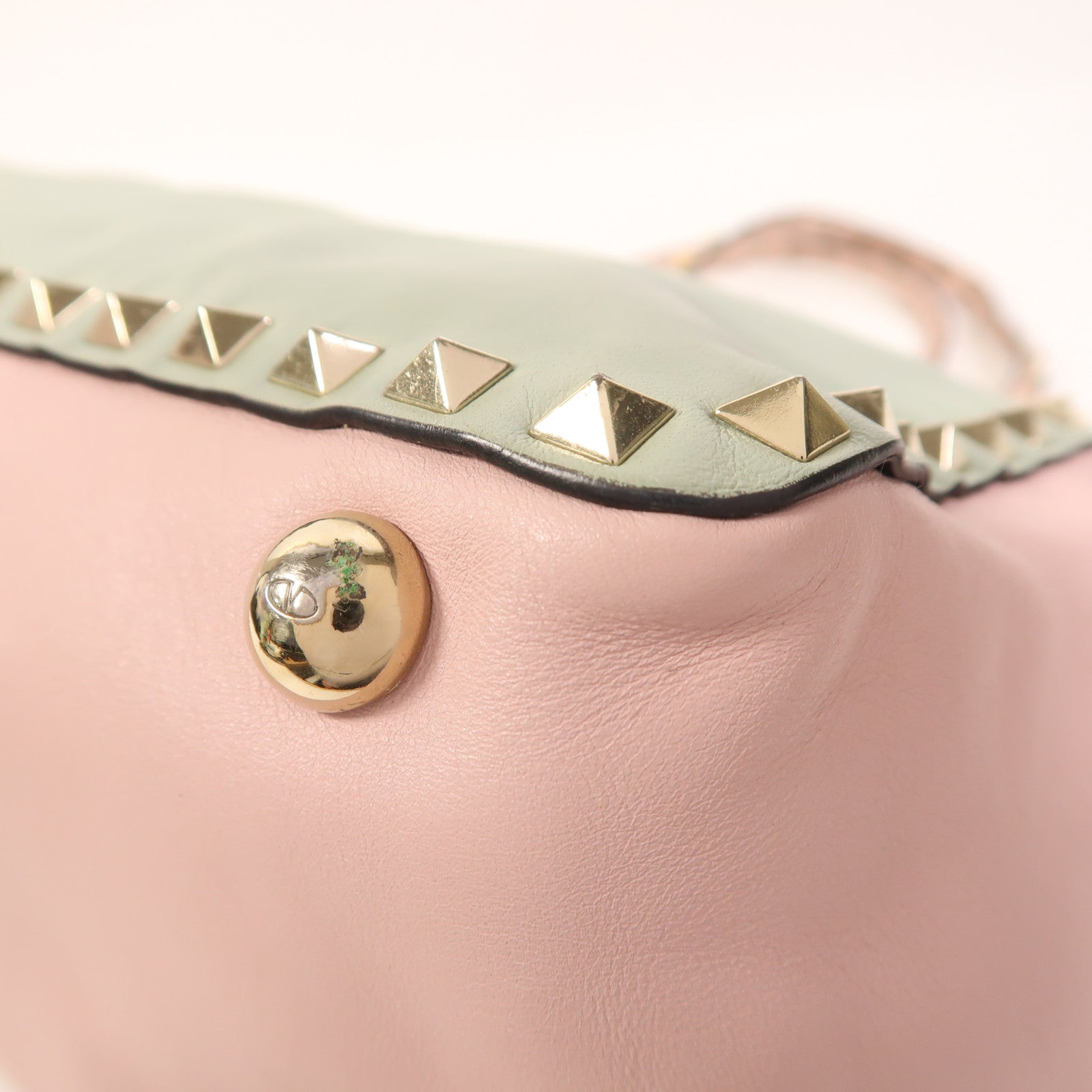 Valentino 羊皮皮革2 Way Shoulder金扣手挽肩背兩用袋