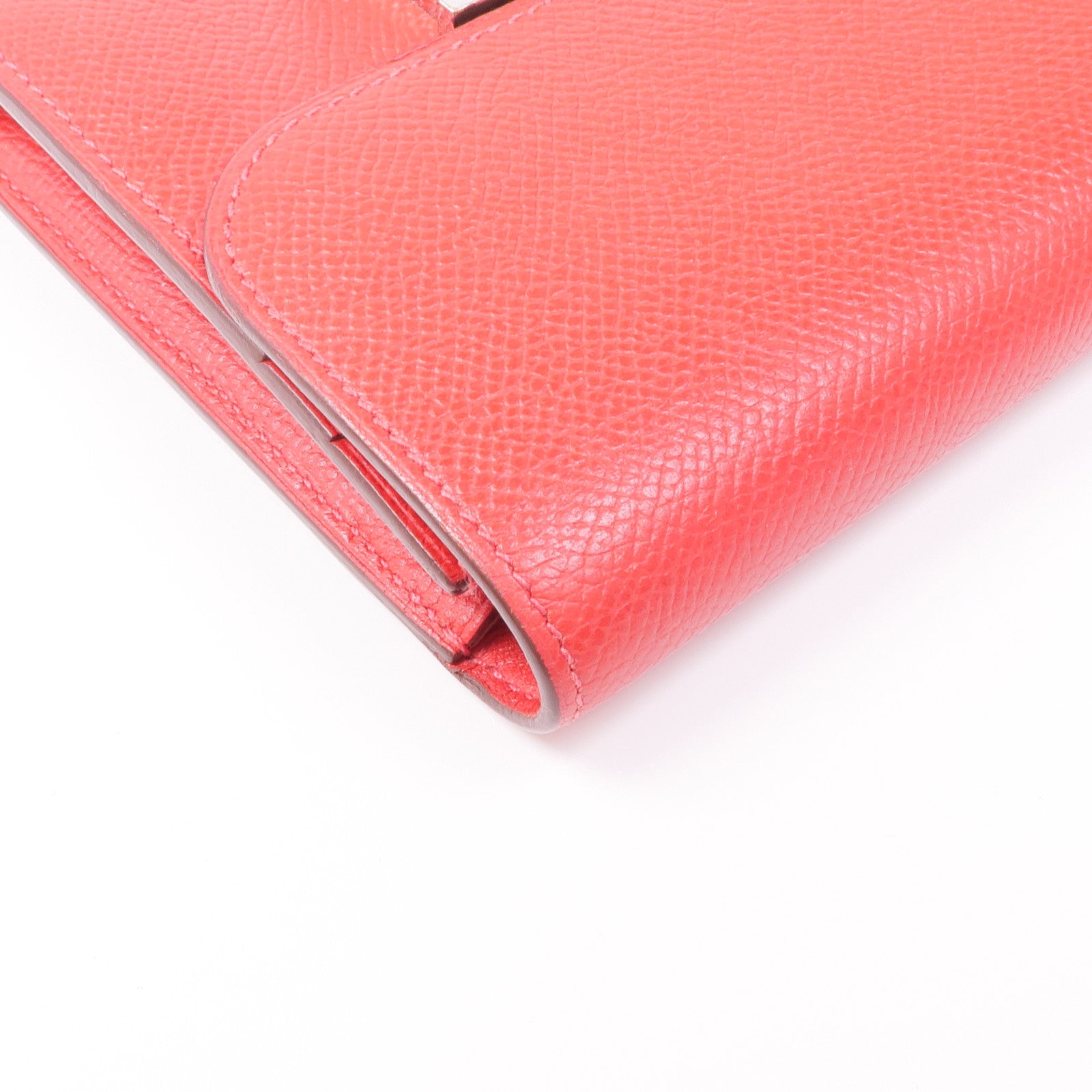 HERMES Epsom皮革Constance Wallet銀扣錢包Rouge Tomate