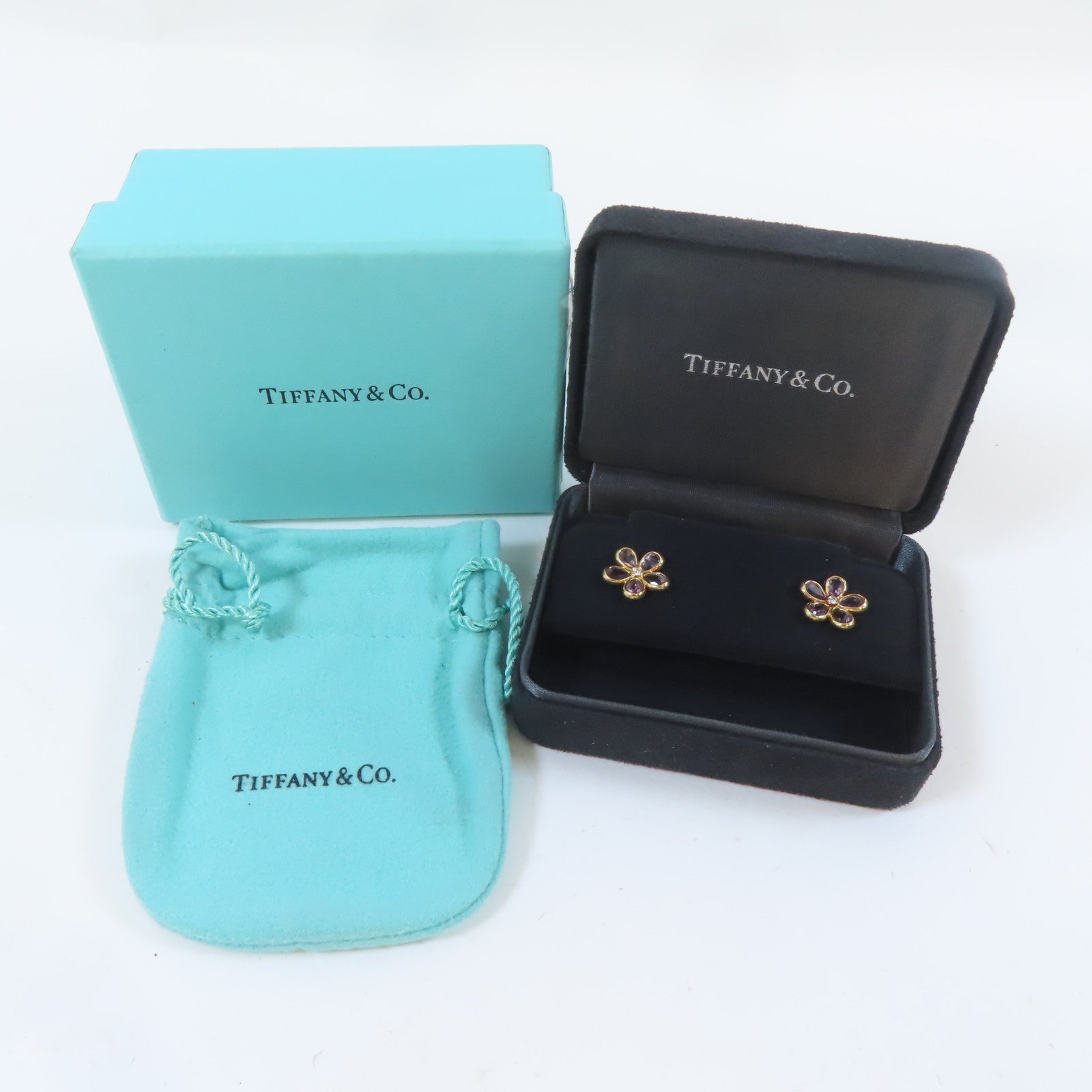 TIFFANY＆CO 18K玫瑰金/紫晶Amethyst Flower Earring耳環