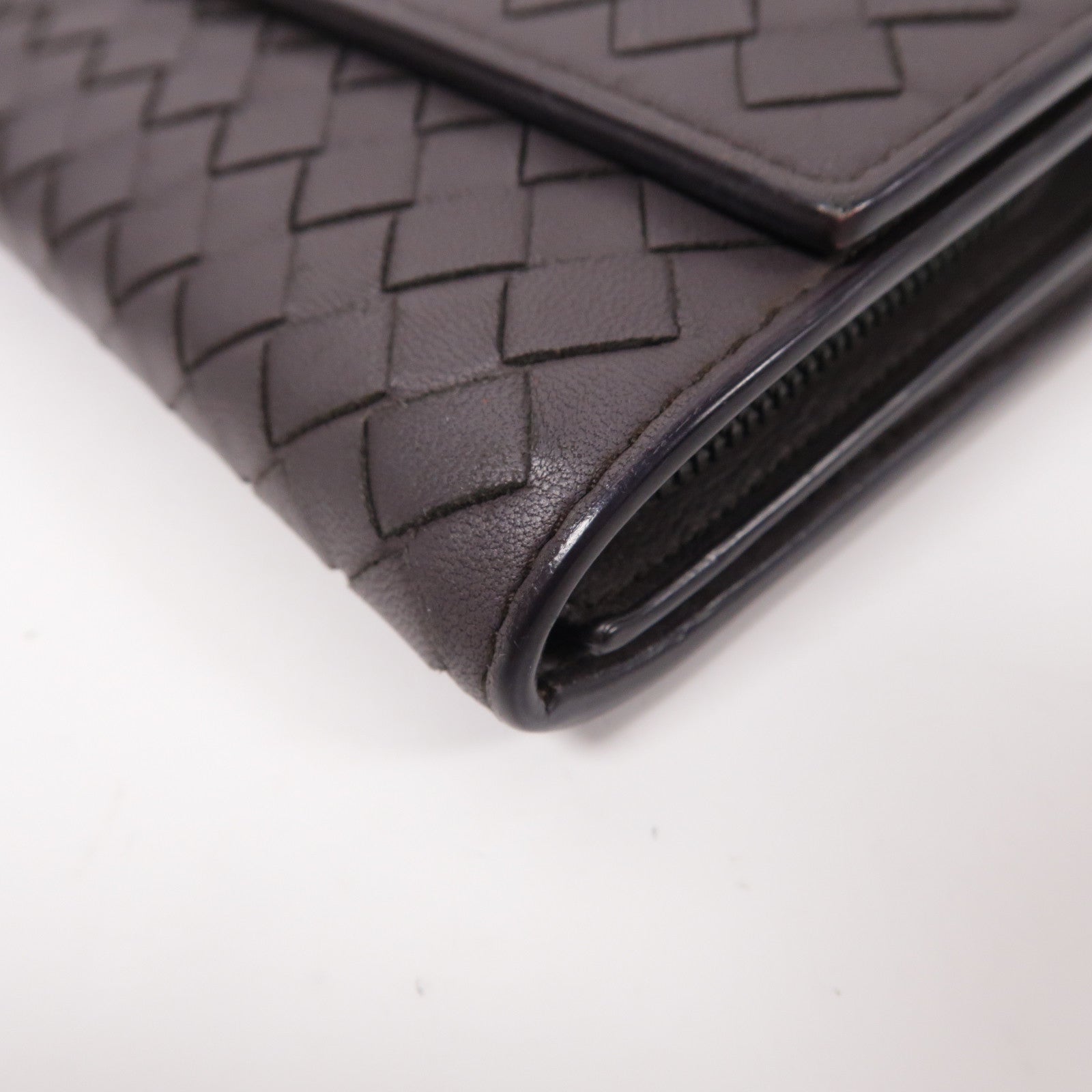 BOTTEGA VENETA 【激減優惠】織紋皮革Long Wallet長錢包啡色