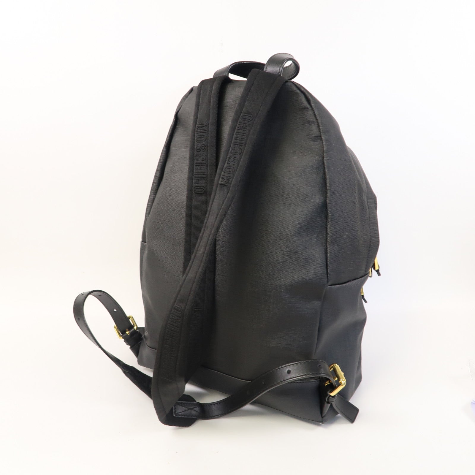 MOSCHINO 【激減優惠】塗層帆布Backpack金扣背包黑色