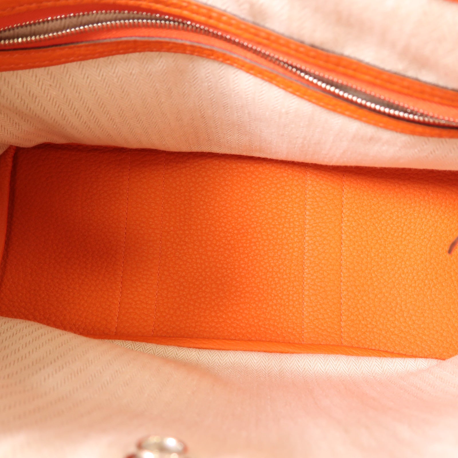 HERMES Negonda皮革Garden Party TPM銀扣手挽袋Orange Poppy