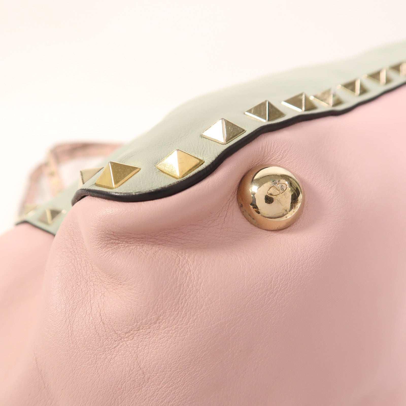 Valentino 羊皮皮革2 Way Shoulder金扣手挽肩背兩用袋