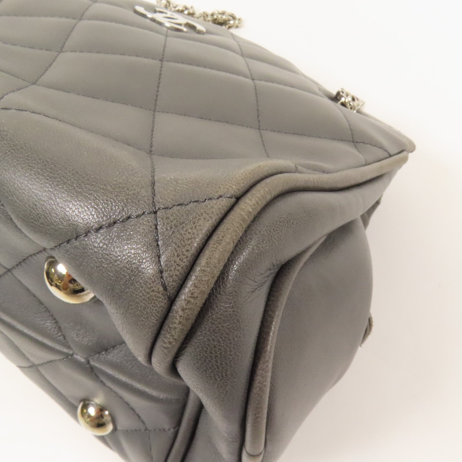 CHANEL 羊皮皮革Chain Shoulder銀扣鏈帶肩背袋