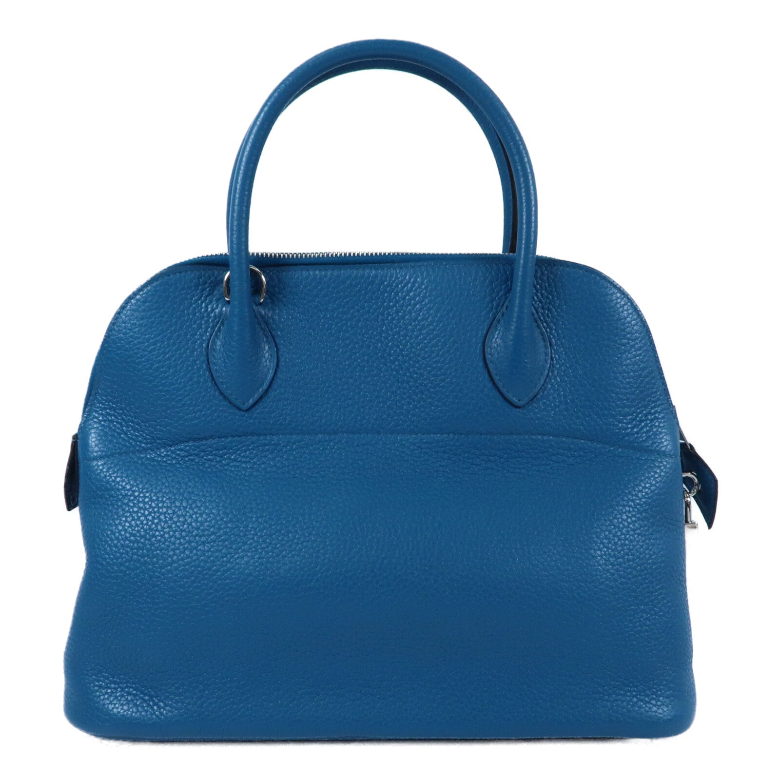 HERMES Clemence皮革Bolide 31銀扣手挽袋Bleu Izmir