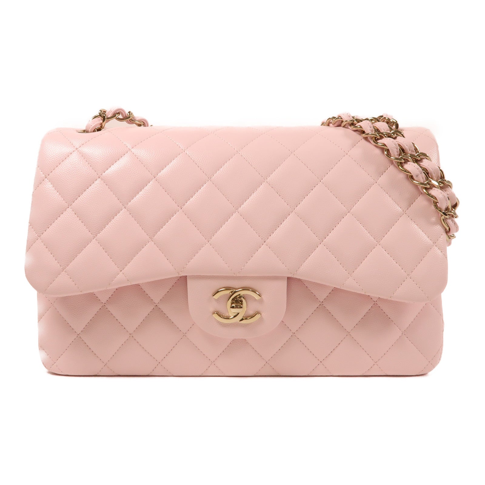 CHANEL 牛皮皮革Large Classic金扣鏈帶肩背袋