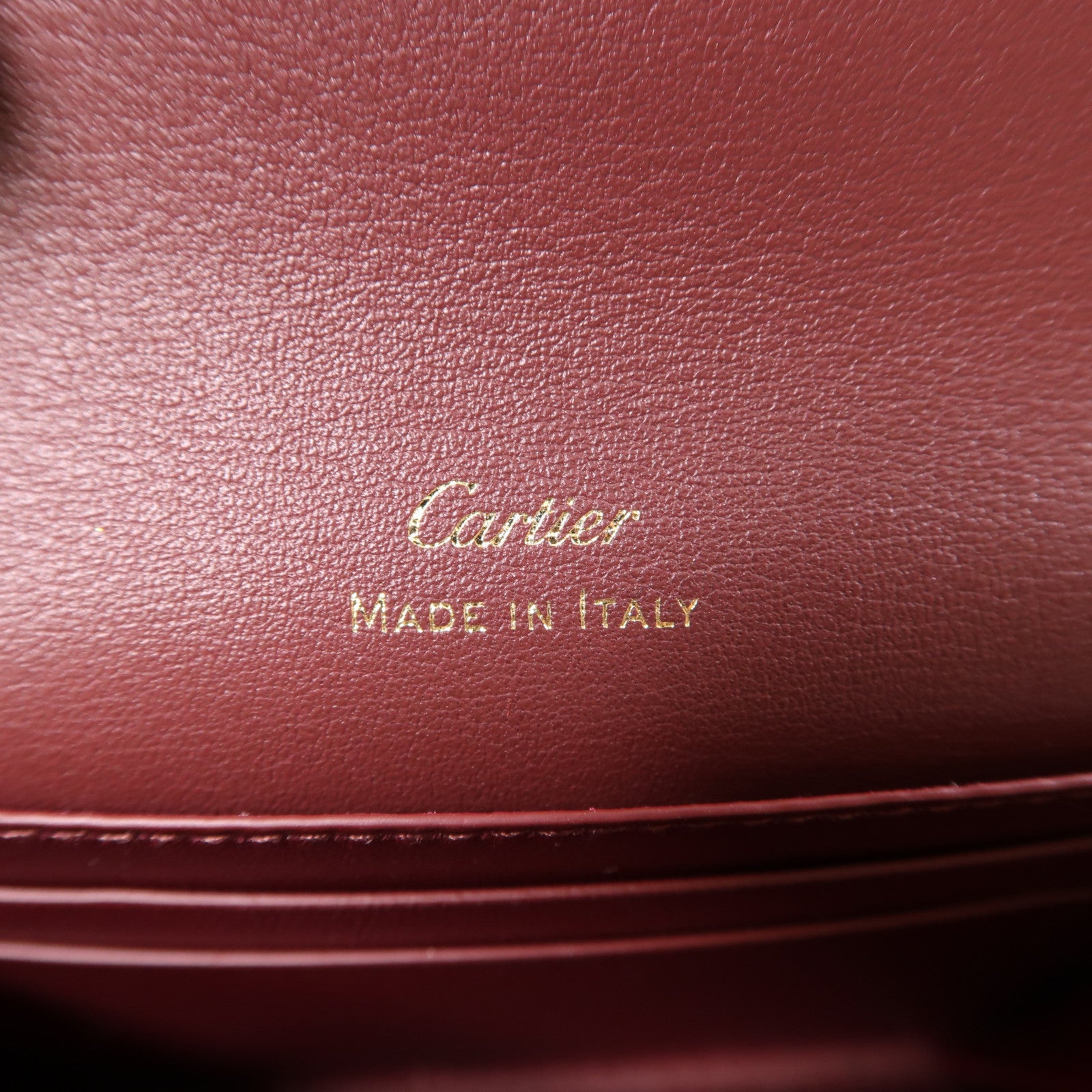 CARTIER 牛皮皮革Card Case金扣卡片套酒紅色