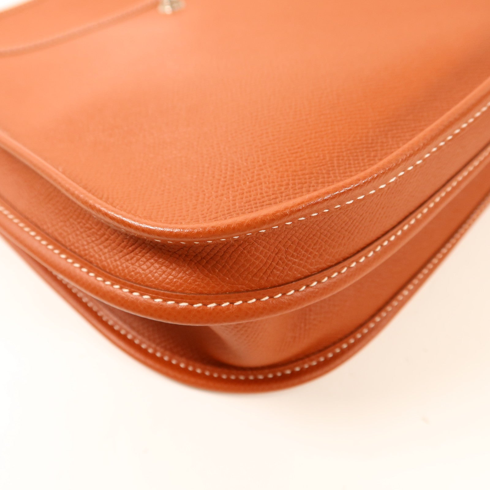 HERMES Epsom皮革Evelyne PM銀扣肩背袋Brique