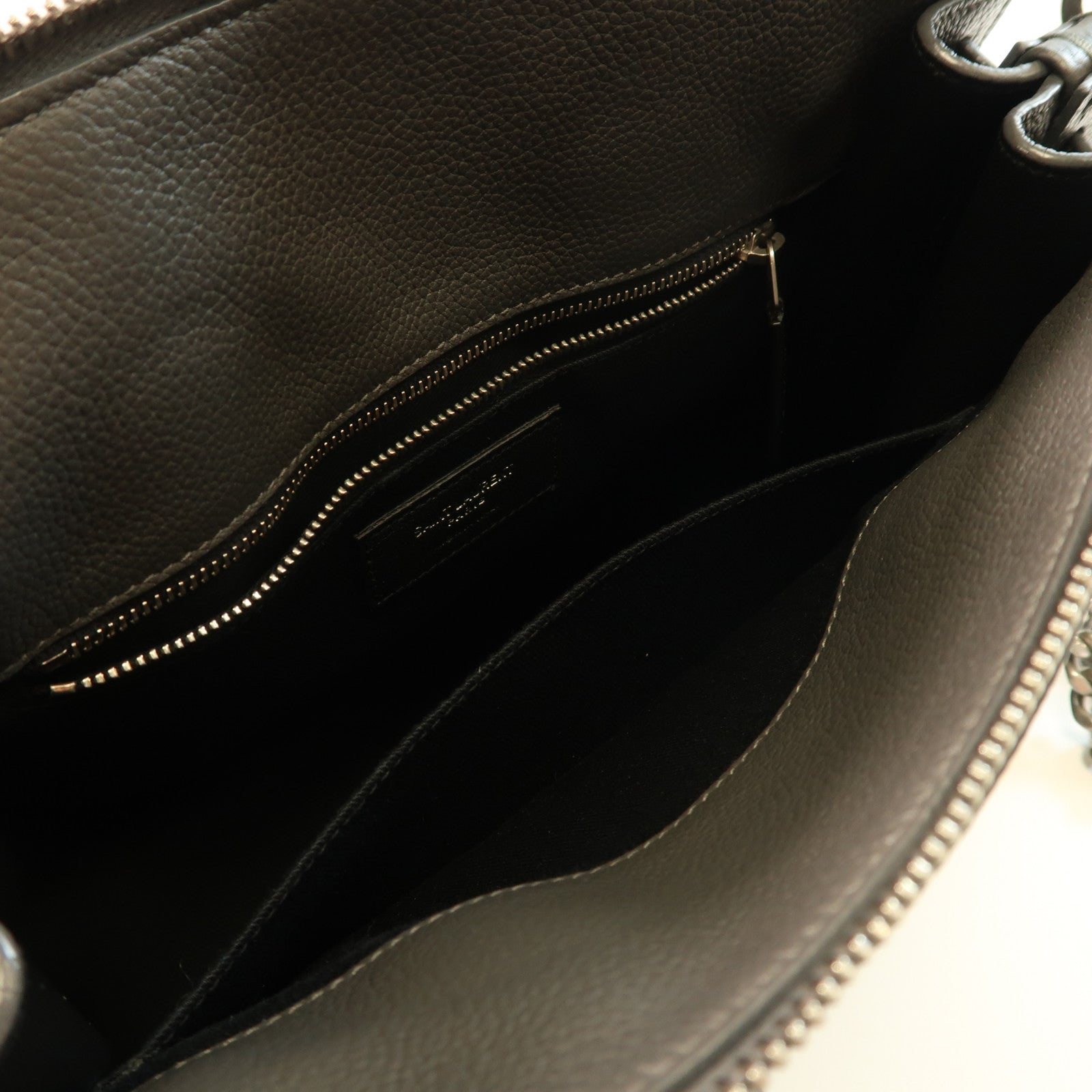 SAINT LAURENT 牛皮皮革2 Way Shoulder銀扣手挽肩背兩用袋灰色