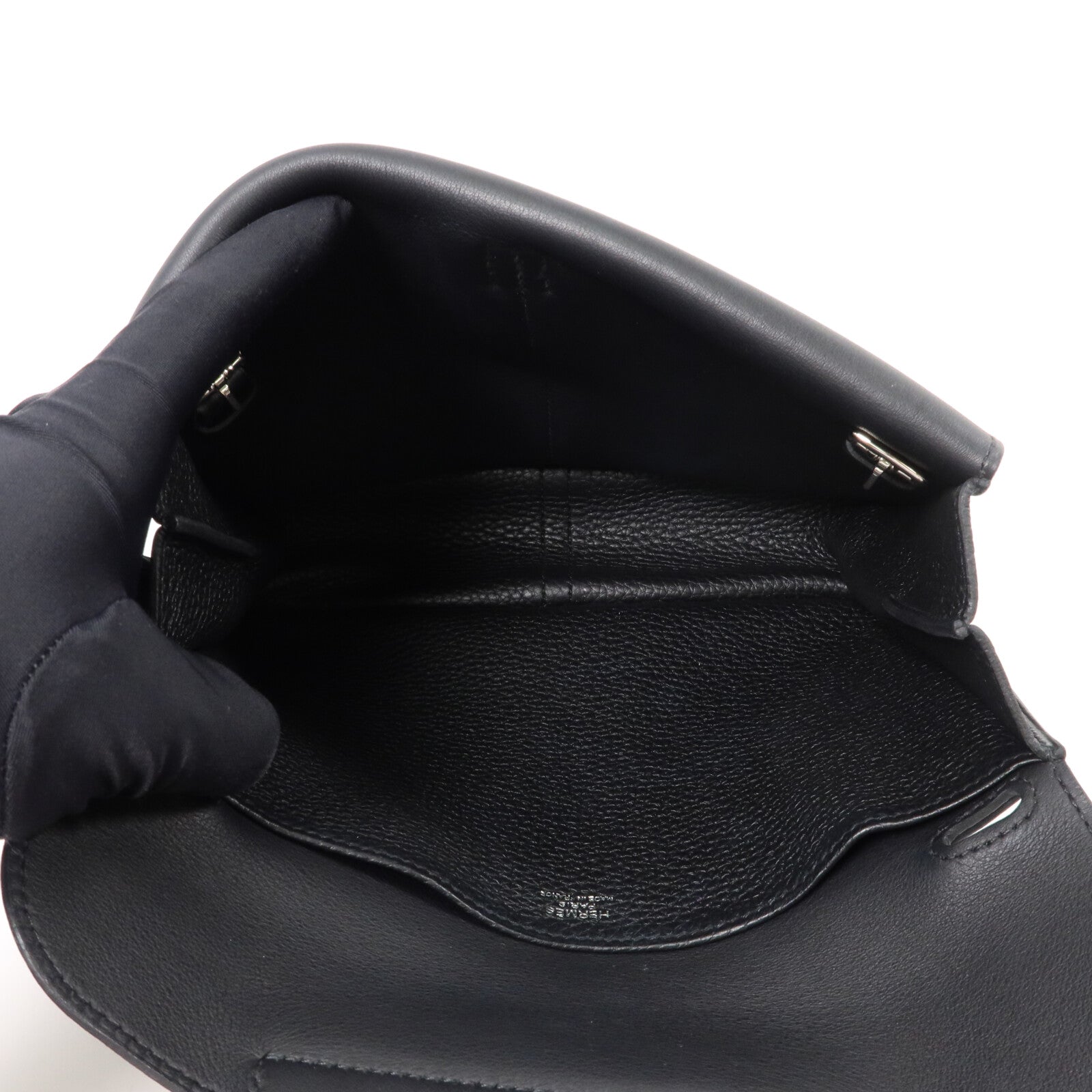HERMES Clemence皮革Halzan 25手挽肩背兩用袋Noir