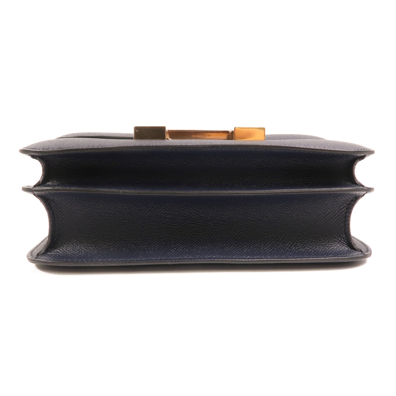 HERMES Epsom皮革Constance24金扣肩背袋Bleu Indigo
