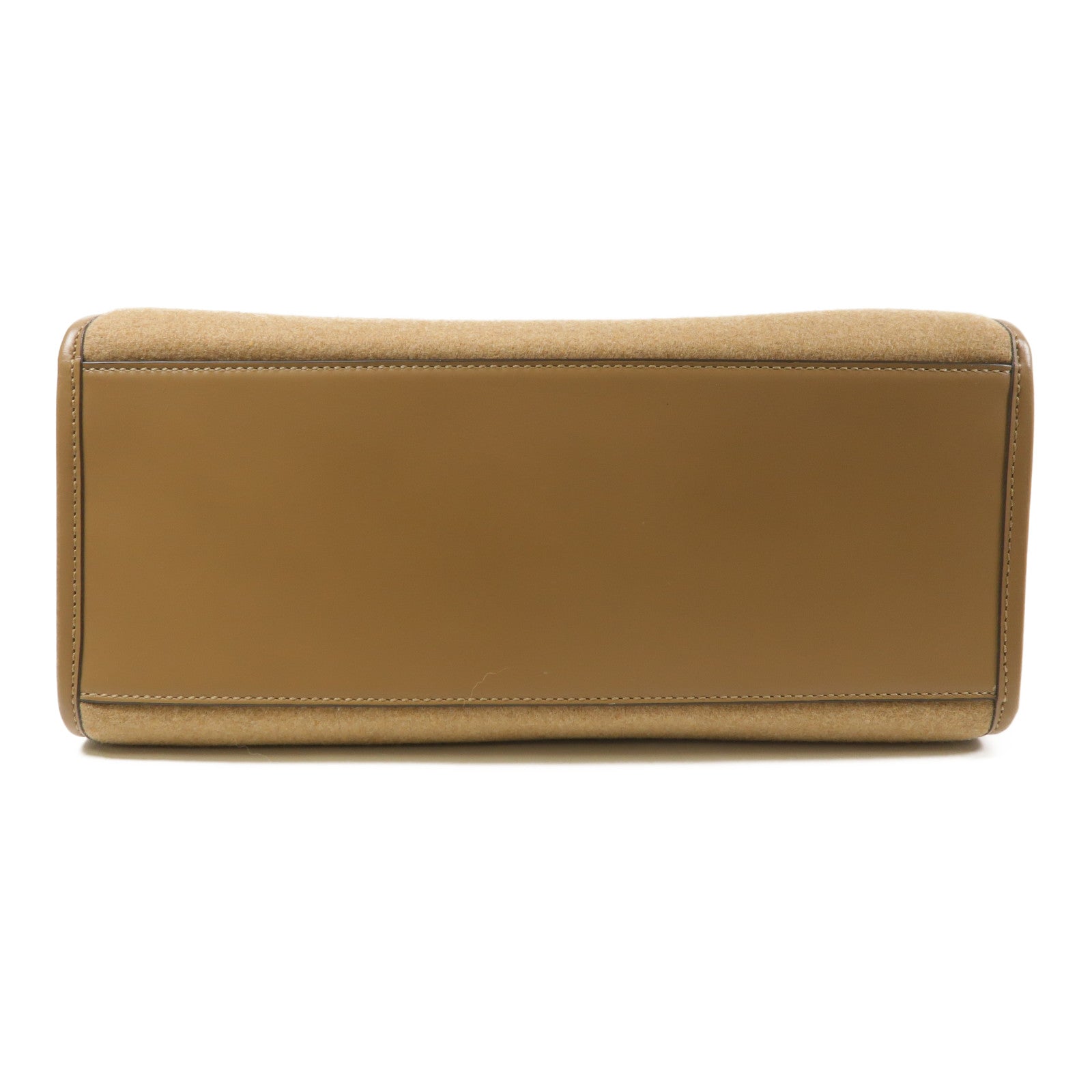 FENDI 羊毛/牛皮皮革Sunshine金扣手挽肩背兩用袋