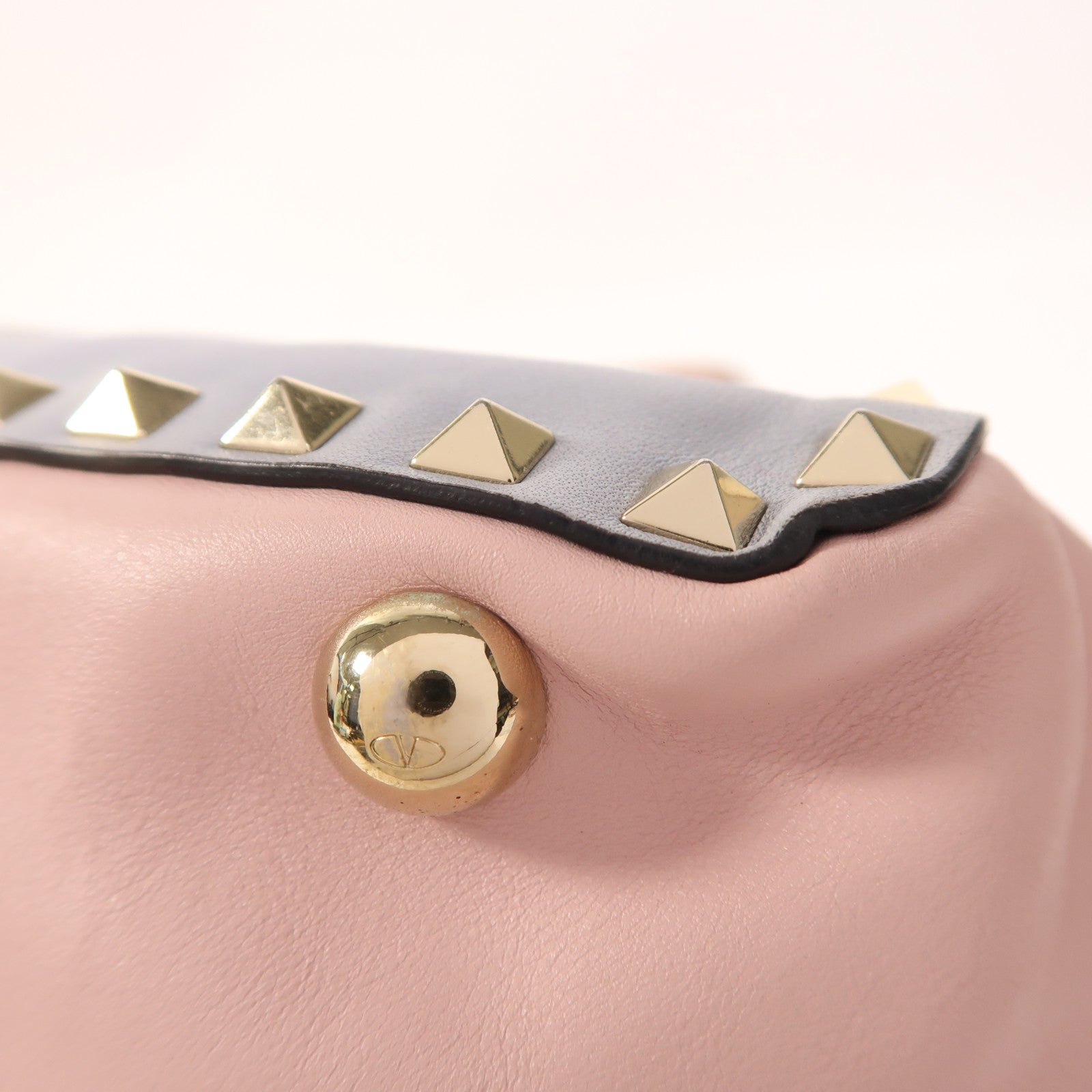 Valentino 羊皮皮革2 Way Shoulder金扣手挽肩背兩用袋