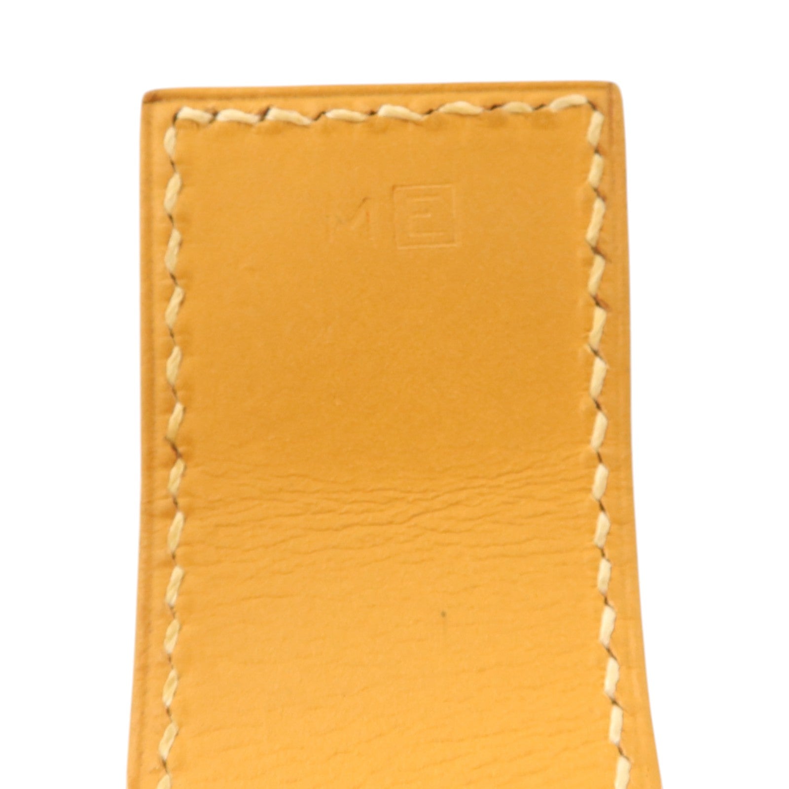 HERMES Barenia皮革Clou De Selle銀扣手鐲Natural Sable