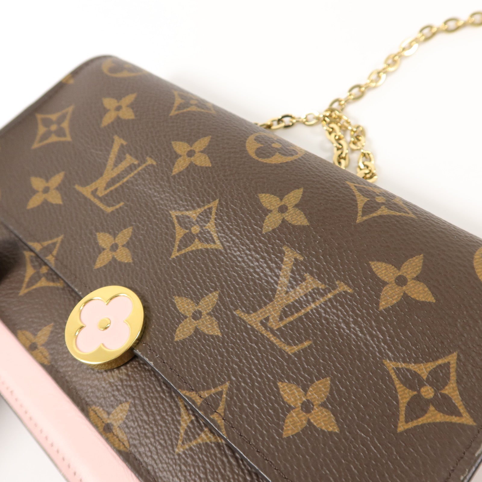 LOUIS VUITTON Monogram Flore Chain Wallet鏈帶肩背袋
