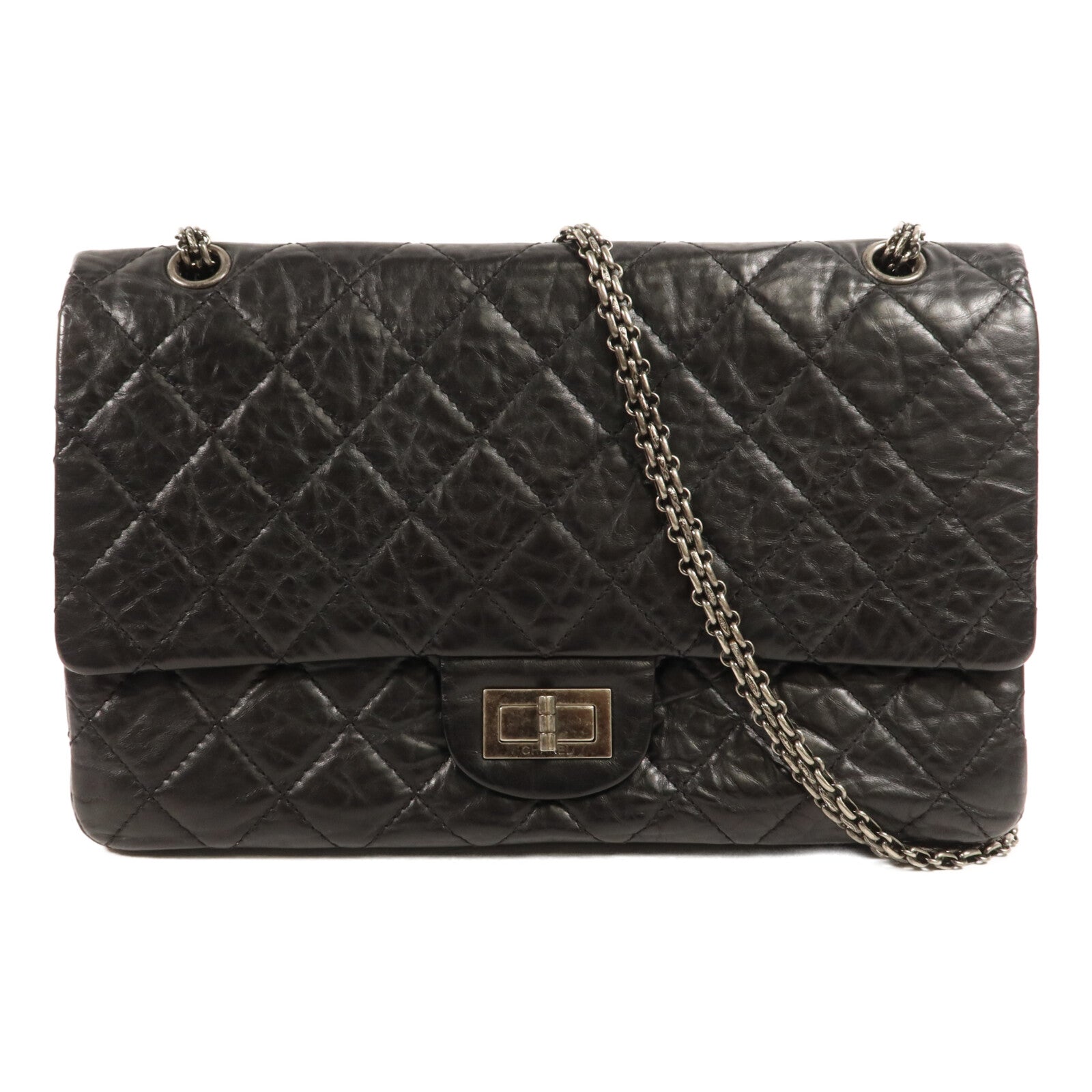 CHANEL 牛皮皮革2.55 Large鏈帶手挽袋