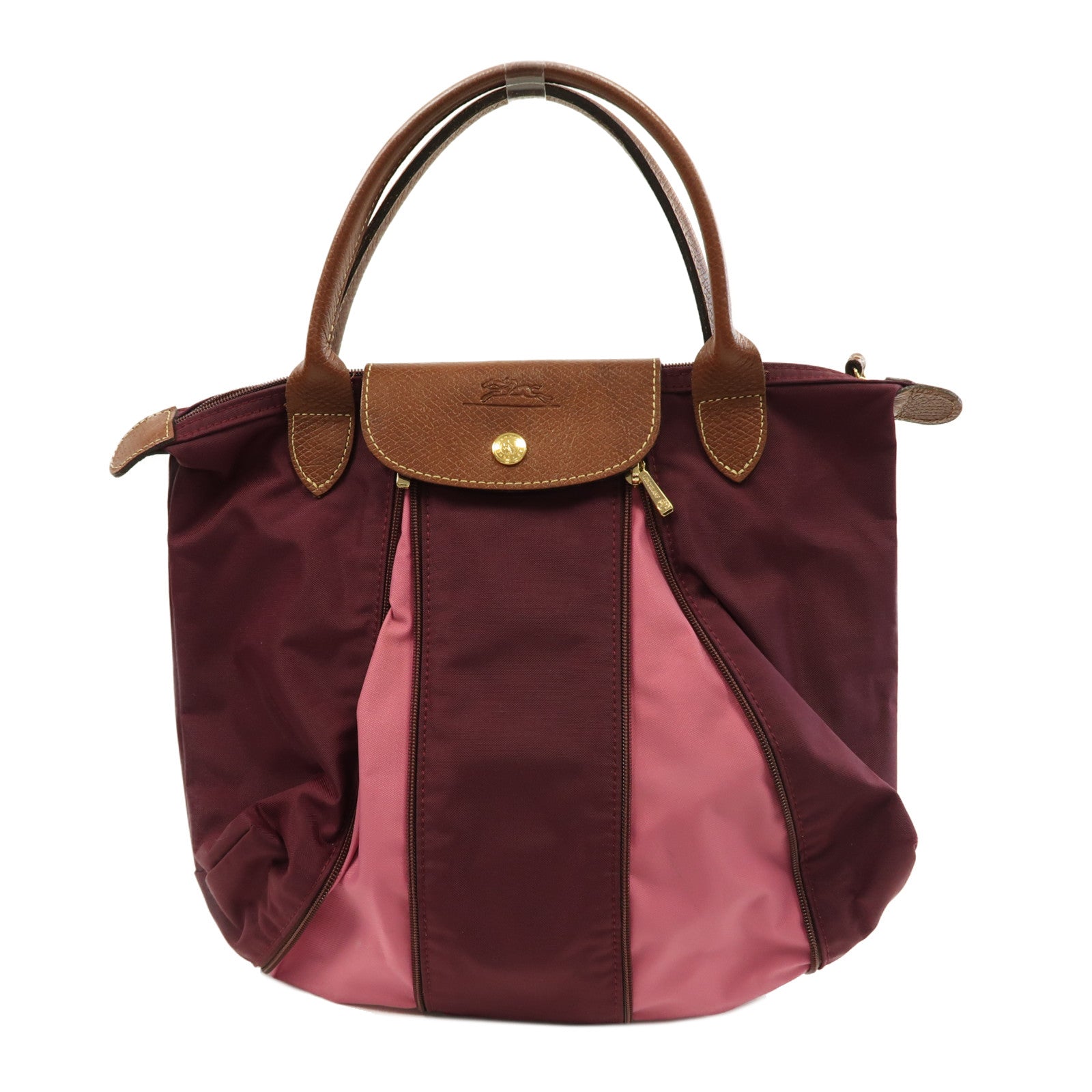 Longchamp 尼龍Hand Bag金扣手挽袋紫色/粉紅色