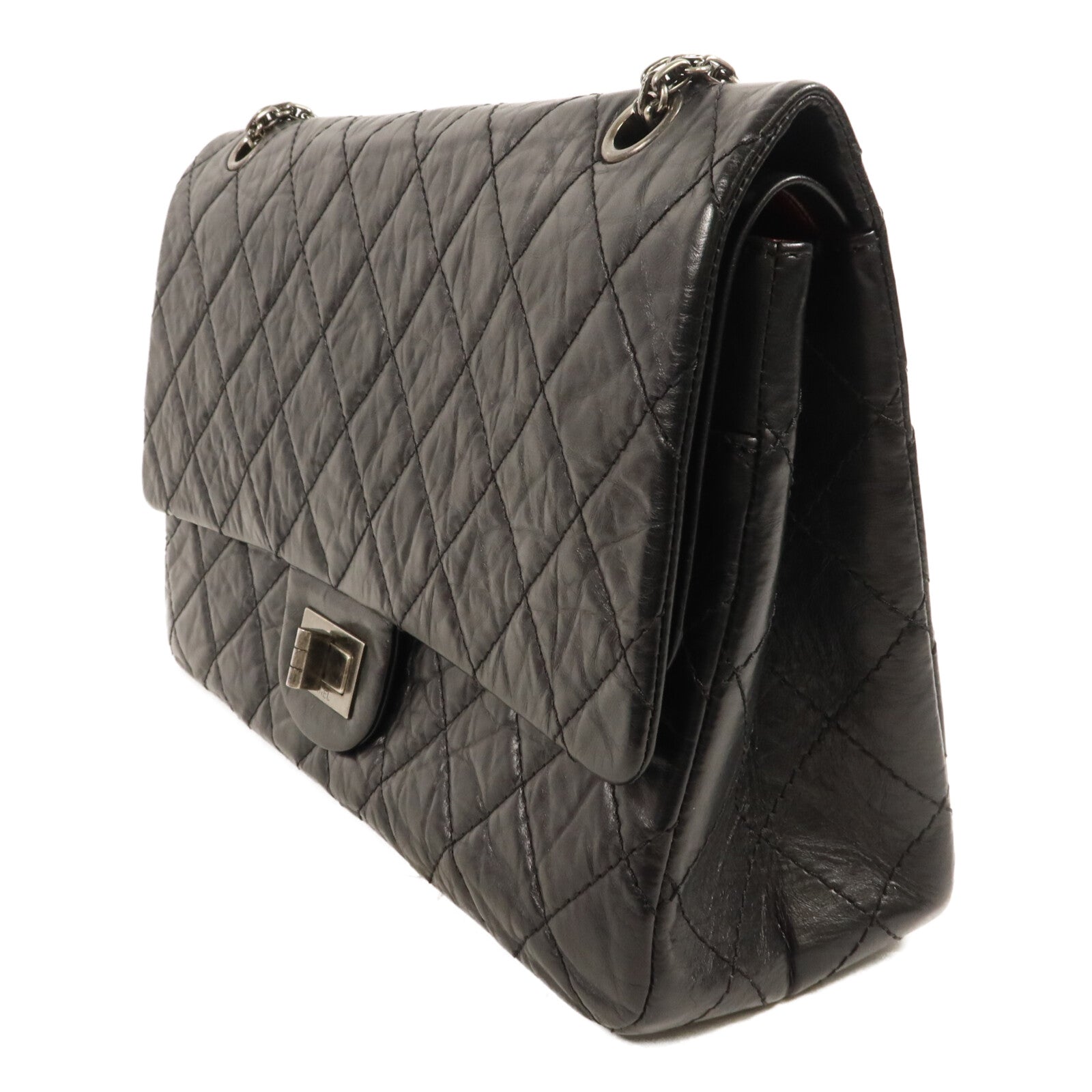 CHANEL 牛皮皮革2.55 Large鏈帶手挽袋