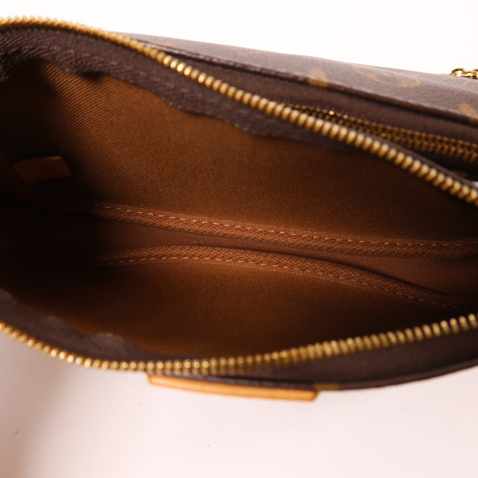 LOUIS VUITTON Monogram Multi Pochette Accessoires金扣肩背袋棕色