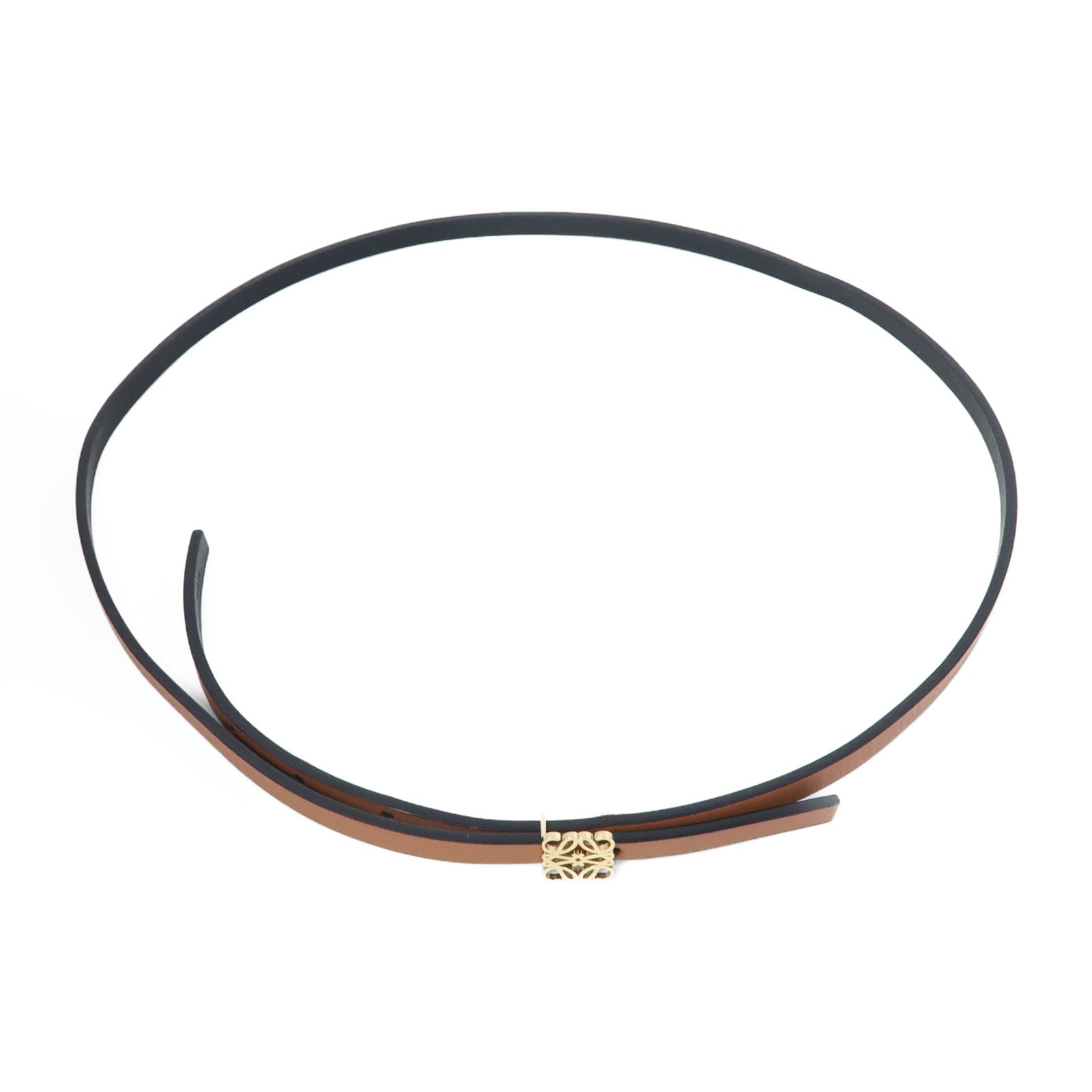 LOEWE 牛皮皮革Belt(90cm)金扣皮帶啡色