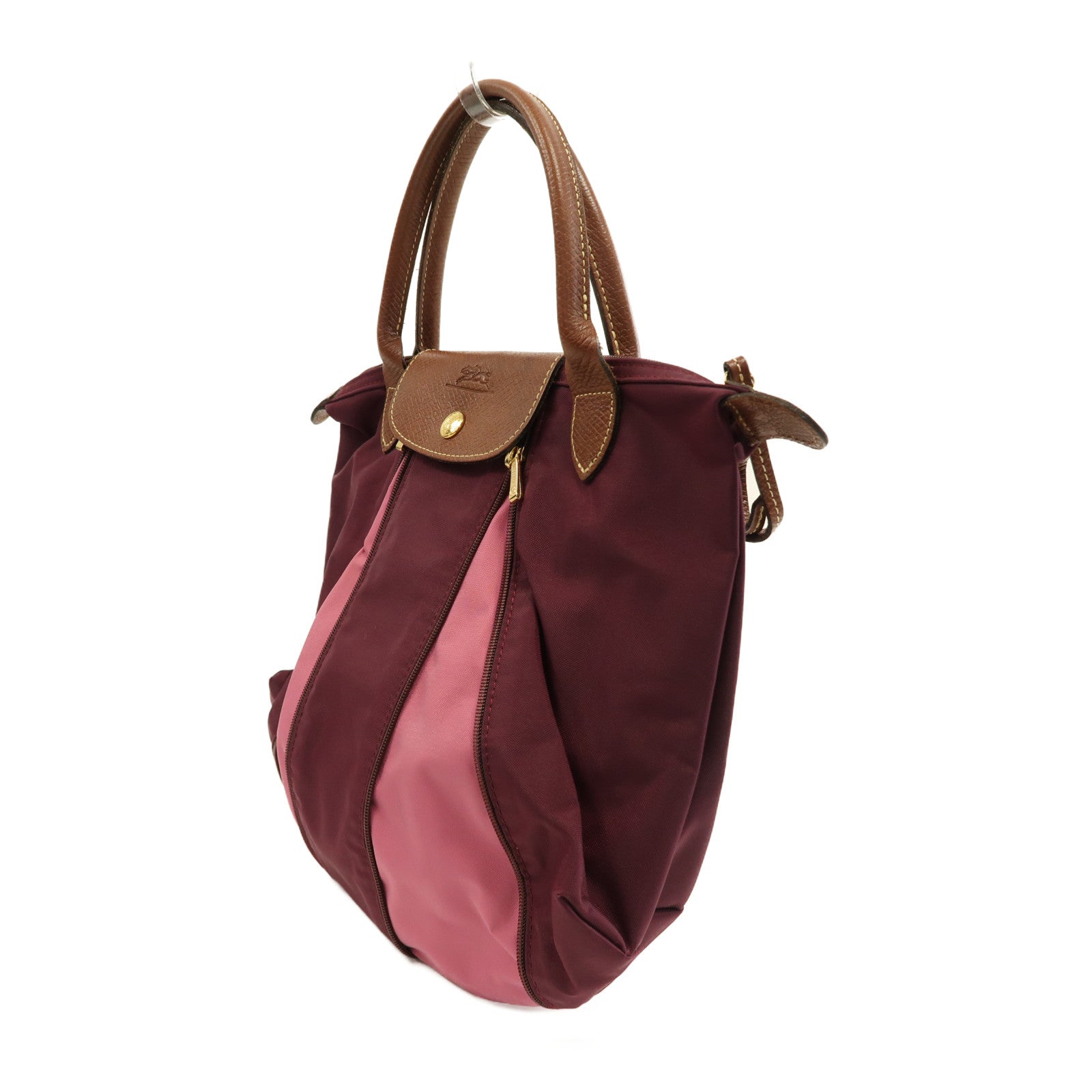 Longchamp 尼龍Hand Bag金扣手挽袋紫色/粉紅色