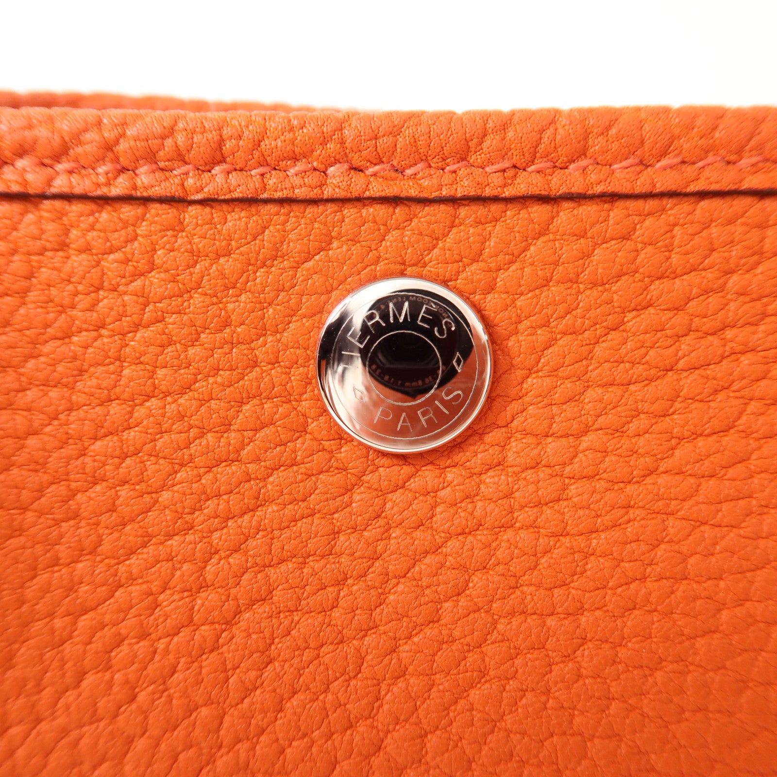 HERMES Negonda皮革Garden Party TPM銀扣手挽袋Orange Poppy