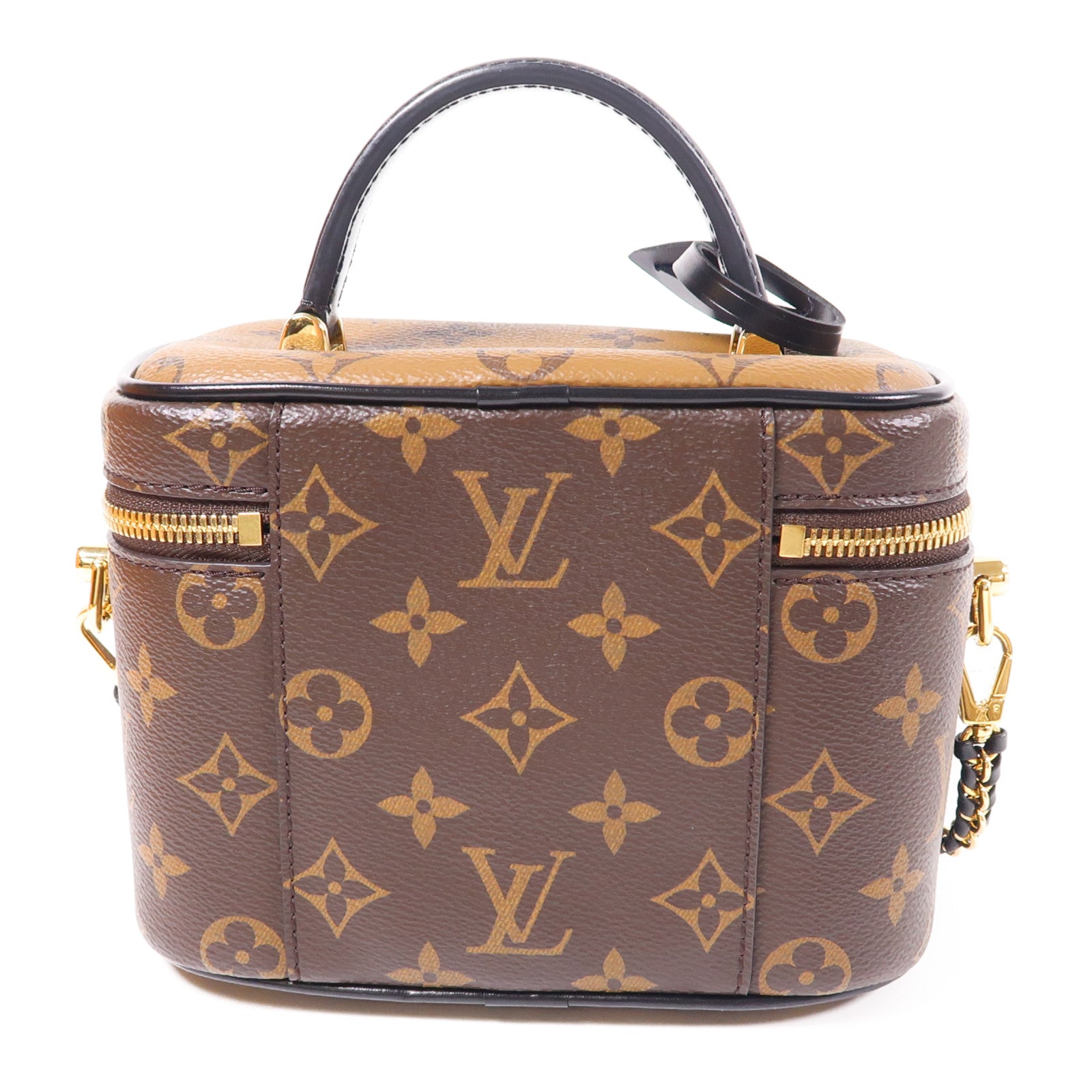 LOUIS VUITTON Monogram Reverse Vanity PM金扣手挽肩背兩用袋棕色
