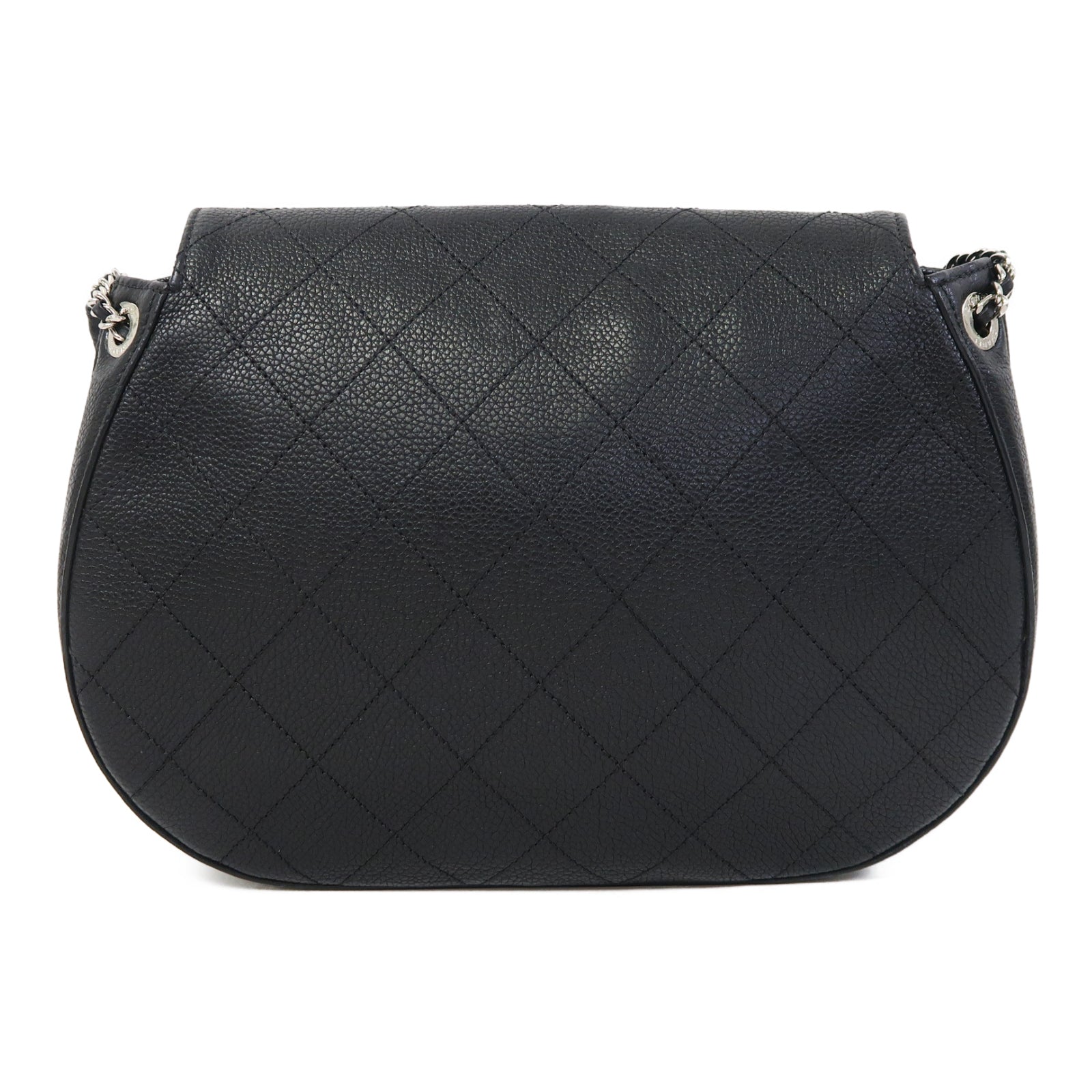 CHANEL 菱格Caviar皮革Shoulder Bag銀扣肩背袋黑色