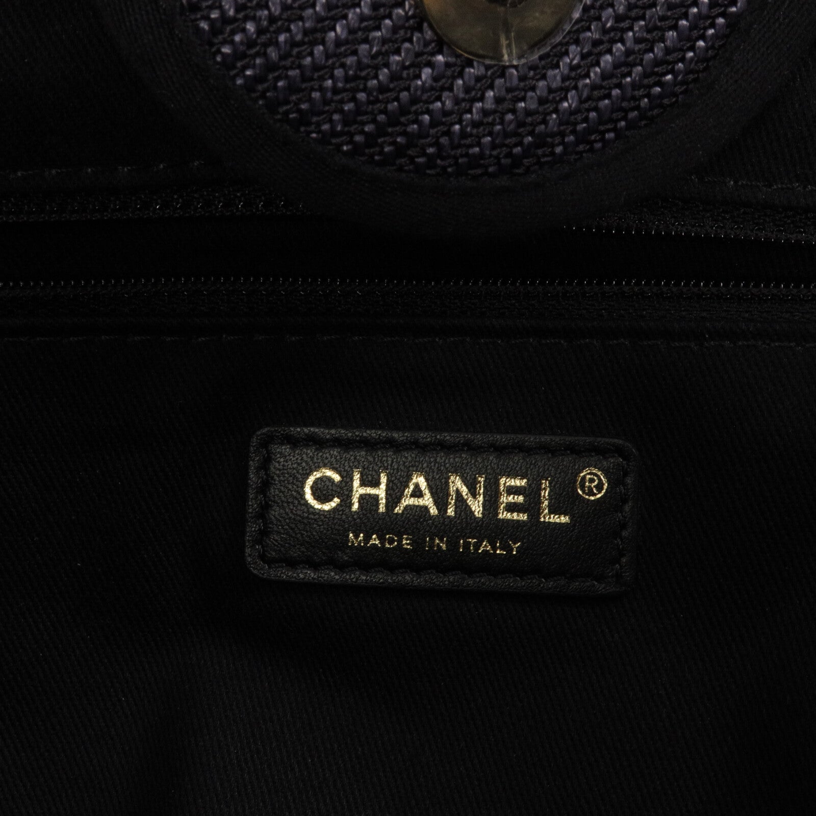 CHANEL 帆布/牛皮皮革Deauville Tote Bag鏈帶肩背袋