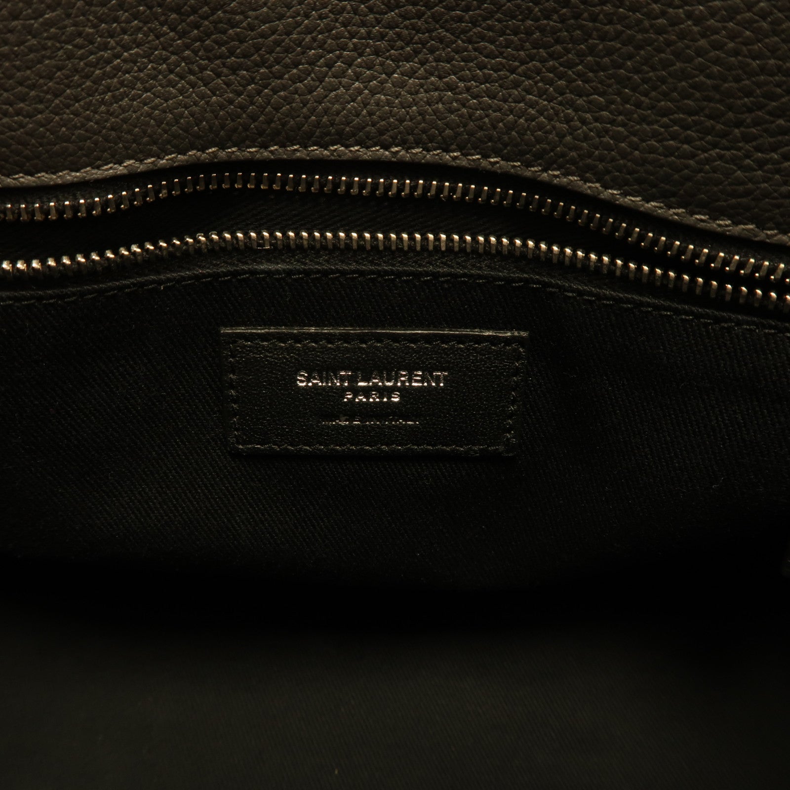 SAINT LAURENT 牛皮皮革2 Way Shoulder銀扣手挽肩背兩用袋灰色