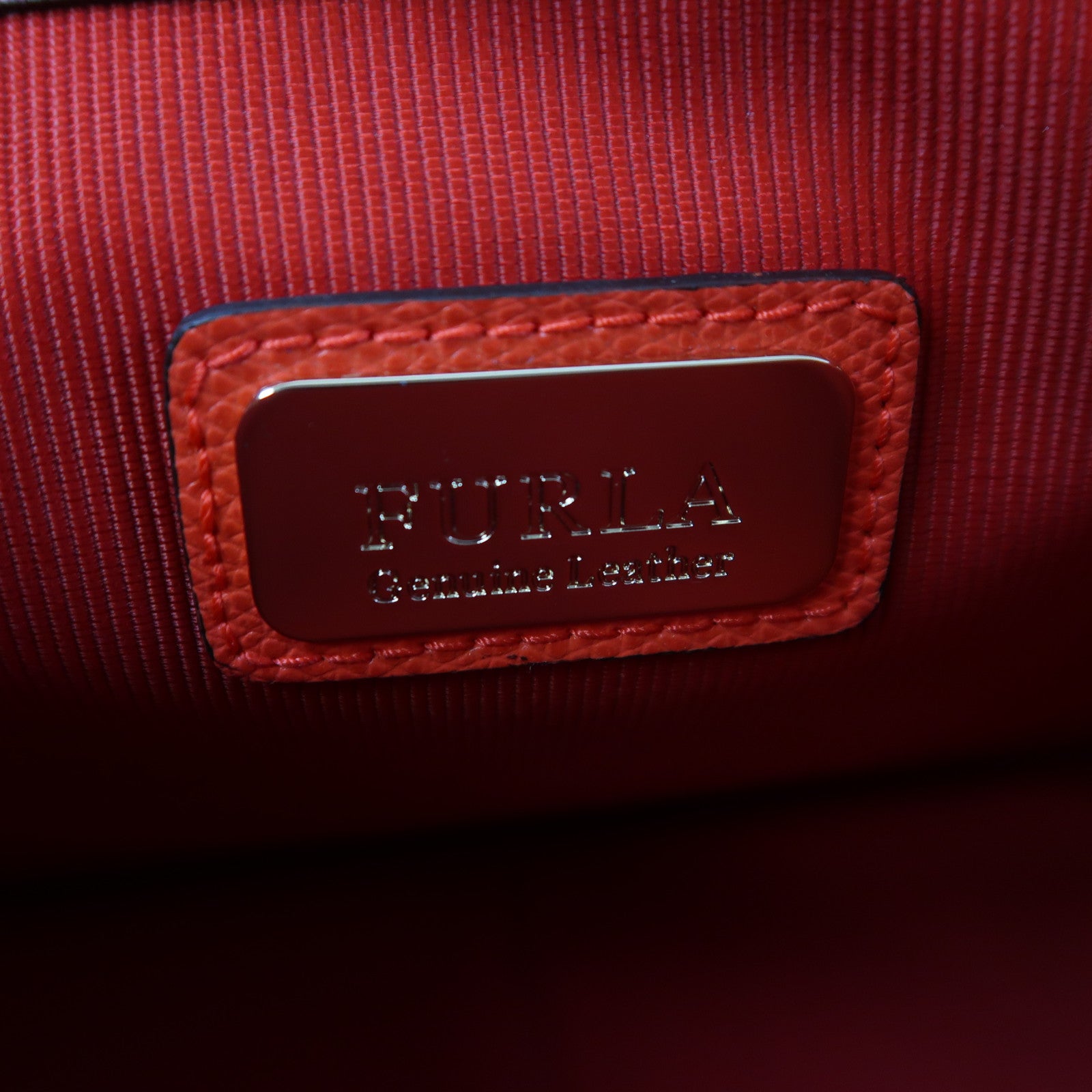Furla 牛皮皮革Shoulder Bag金扣肩背袋紅色