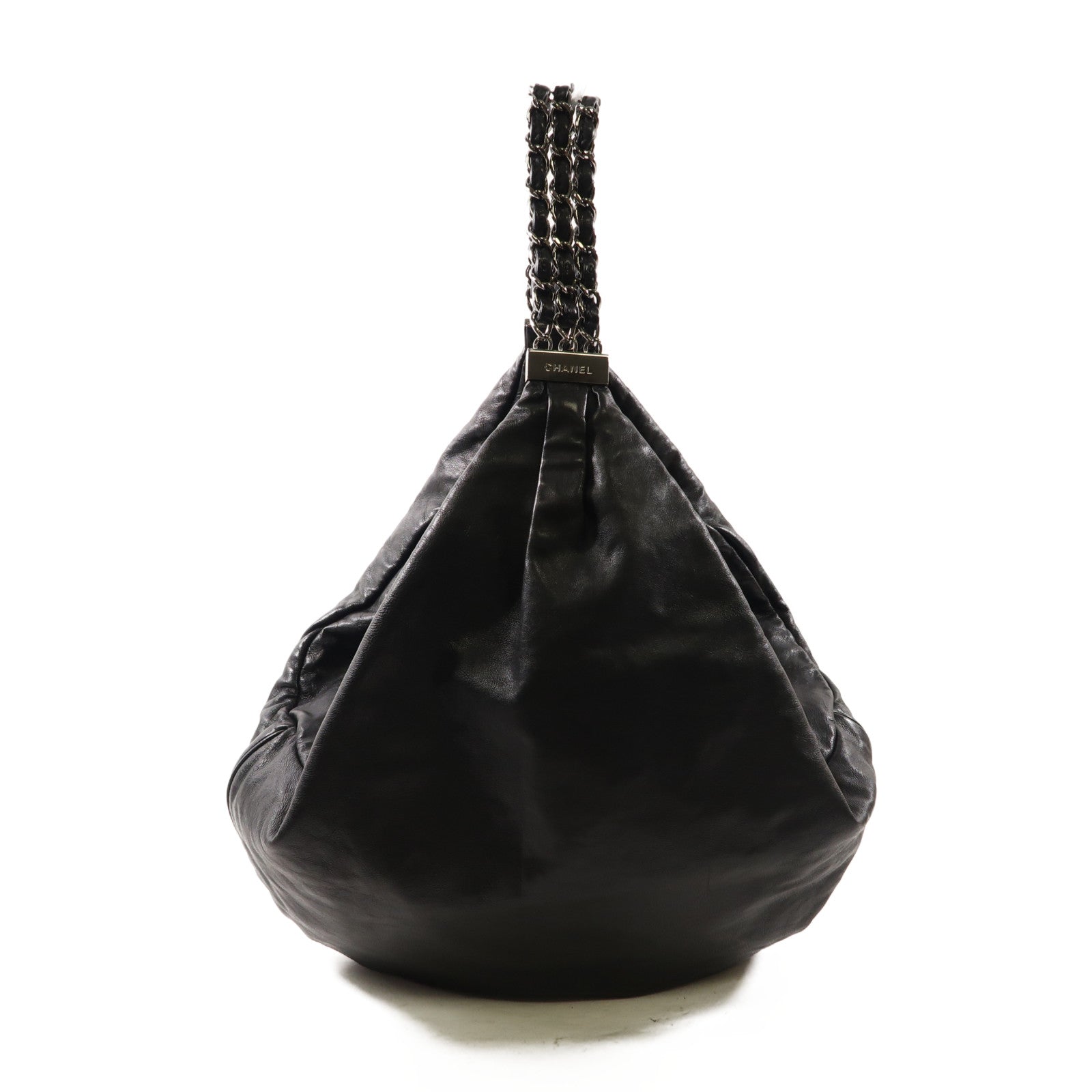CHANEL 羊皮皮革Shoulder Bag銀扣肩背袋黑色