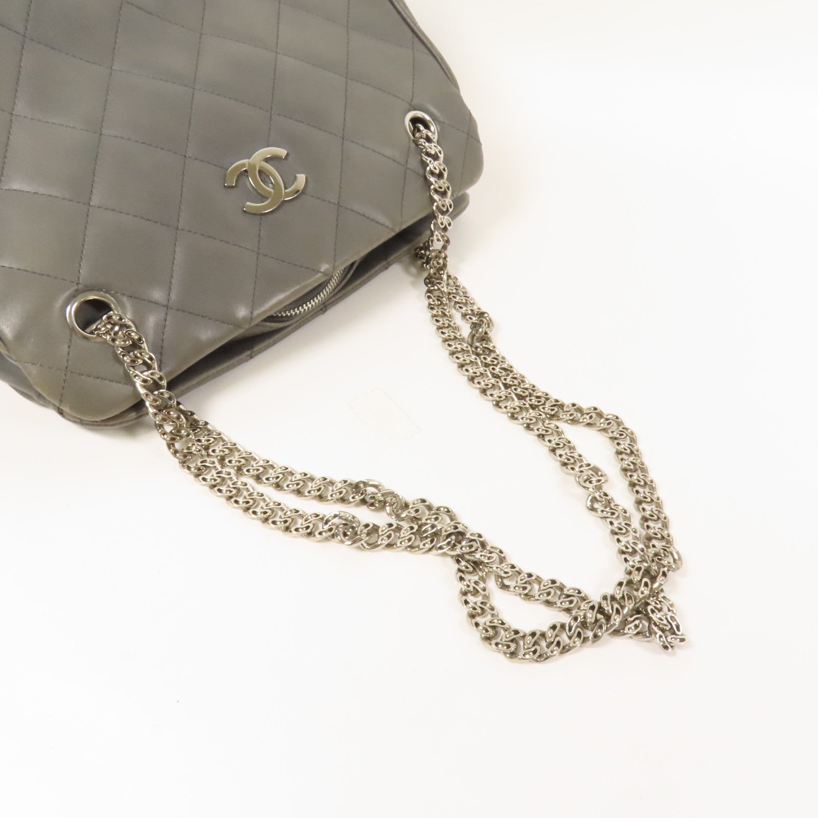 CHANEL 羊皮皮革Chain Shoulder銀扣鏈帶肩背袋