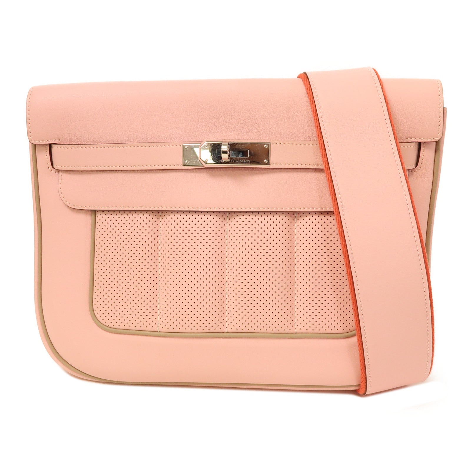 HERMES Swift皮革Berline銀扣肩背袋Rose Sakura/櫻花粉色