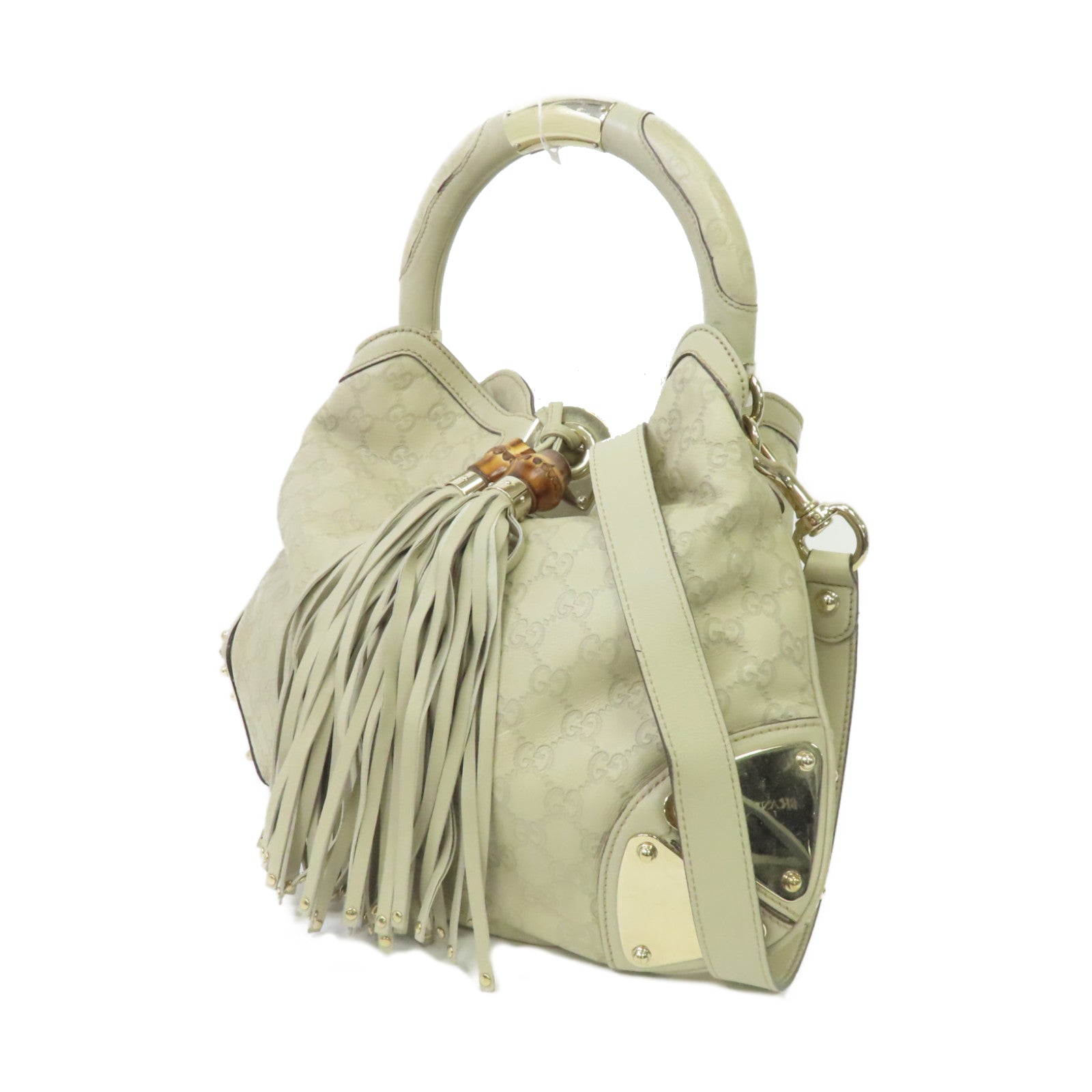 GUCCI 【激減優惠】牛皮皮革Shoulder Bag金扣手挽肩背兩用袋白色