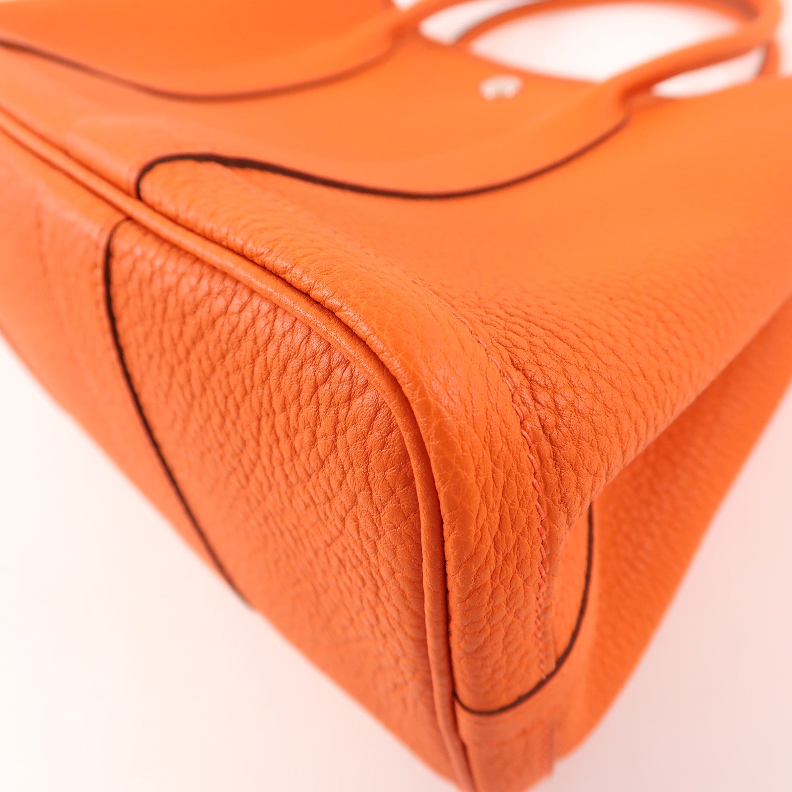 HERMES Negonda皮革Garden Party TPM銀扣手挽袋Orange Poppy