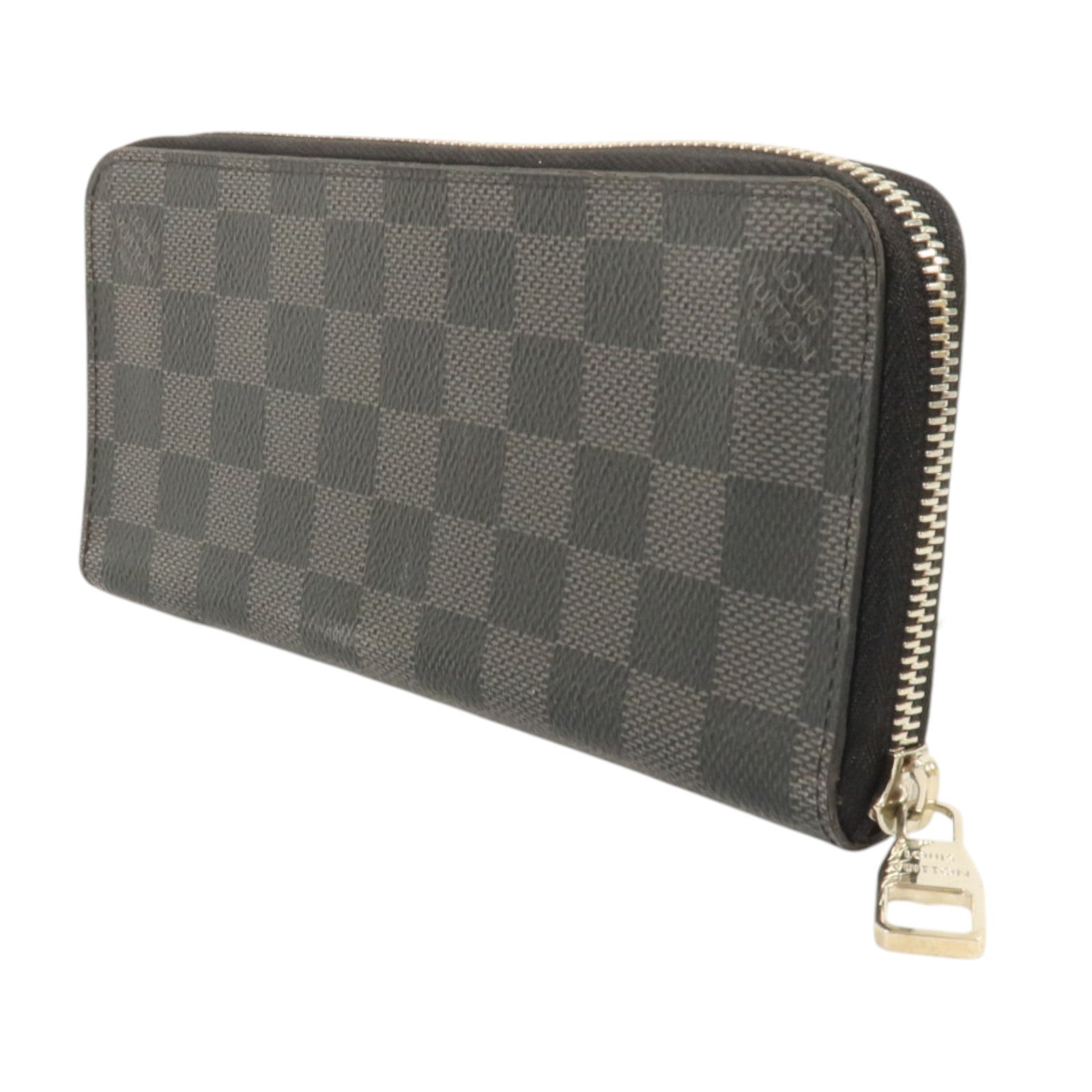 LOUIS VUITTON Damier Graphite Zipper Wallet Vertical銀扣長錢包