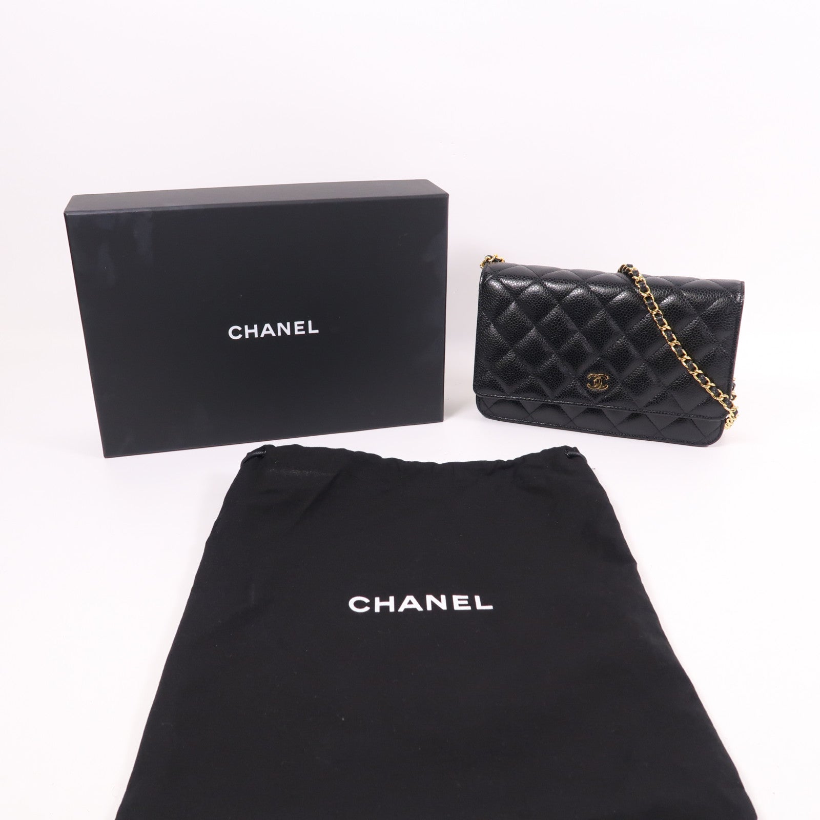 CHANEL 牛皮皮革WOC Wallet On Chain金扣鏈帶肩背袋