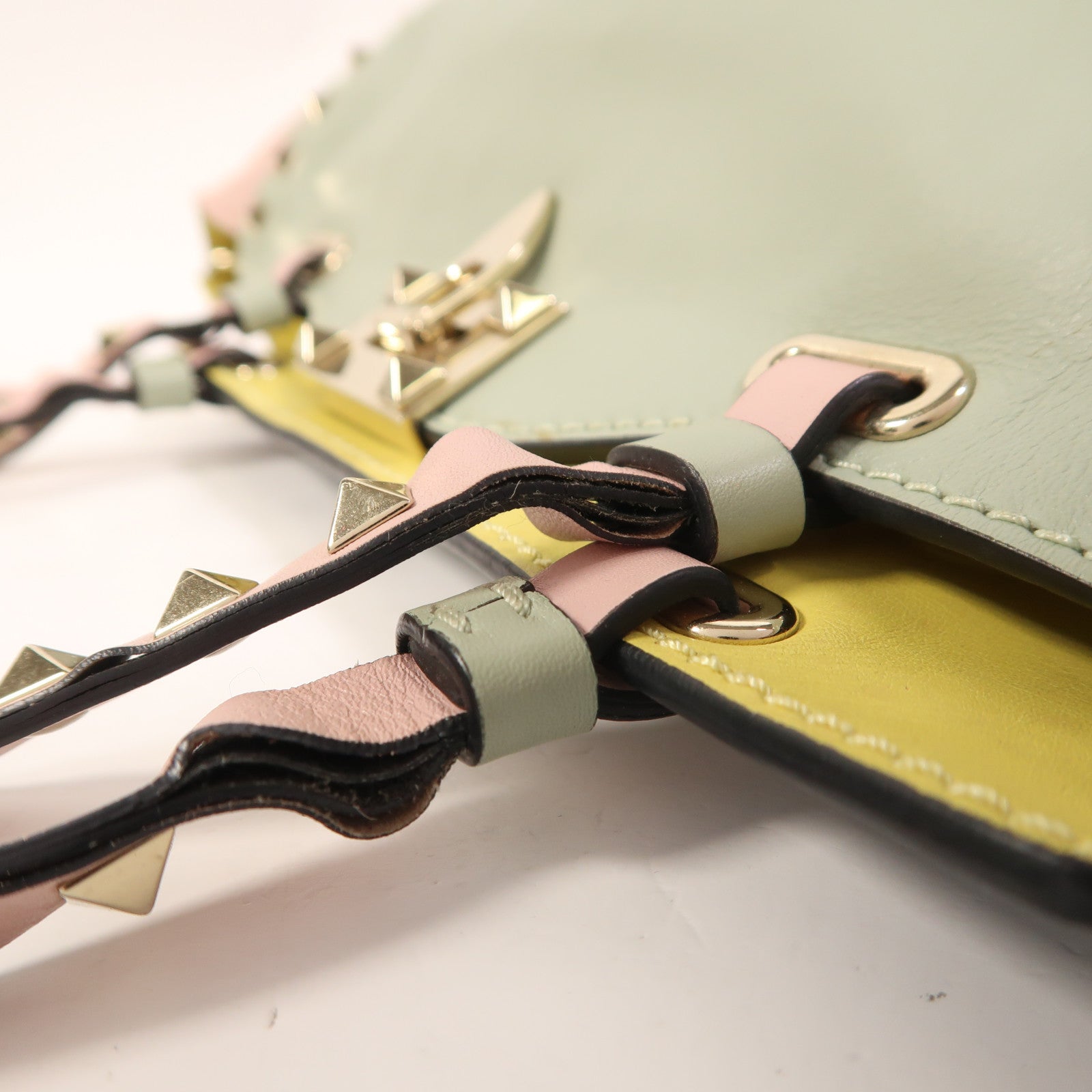 Valentino 羊皮皮革2 Way Shoulder金扣手挽肩背兩用袋